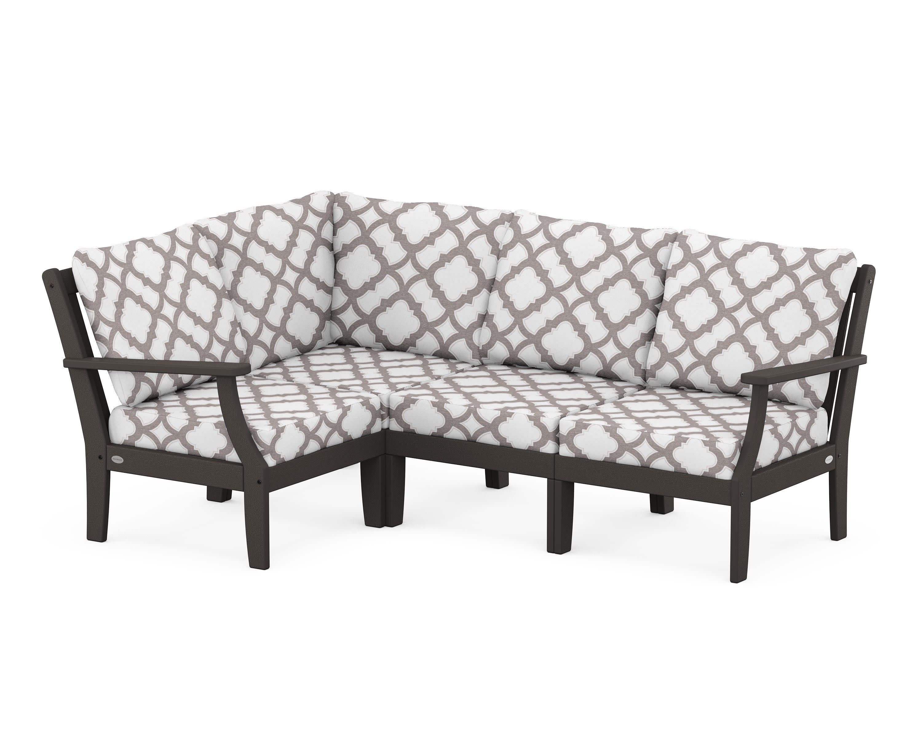 Braxton Modular 4-Piece Deep Seating Set in Vintage Coffee / Trellis Grey Mist