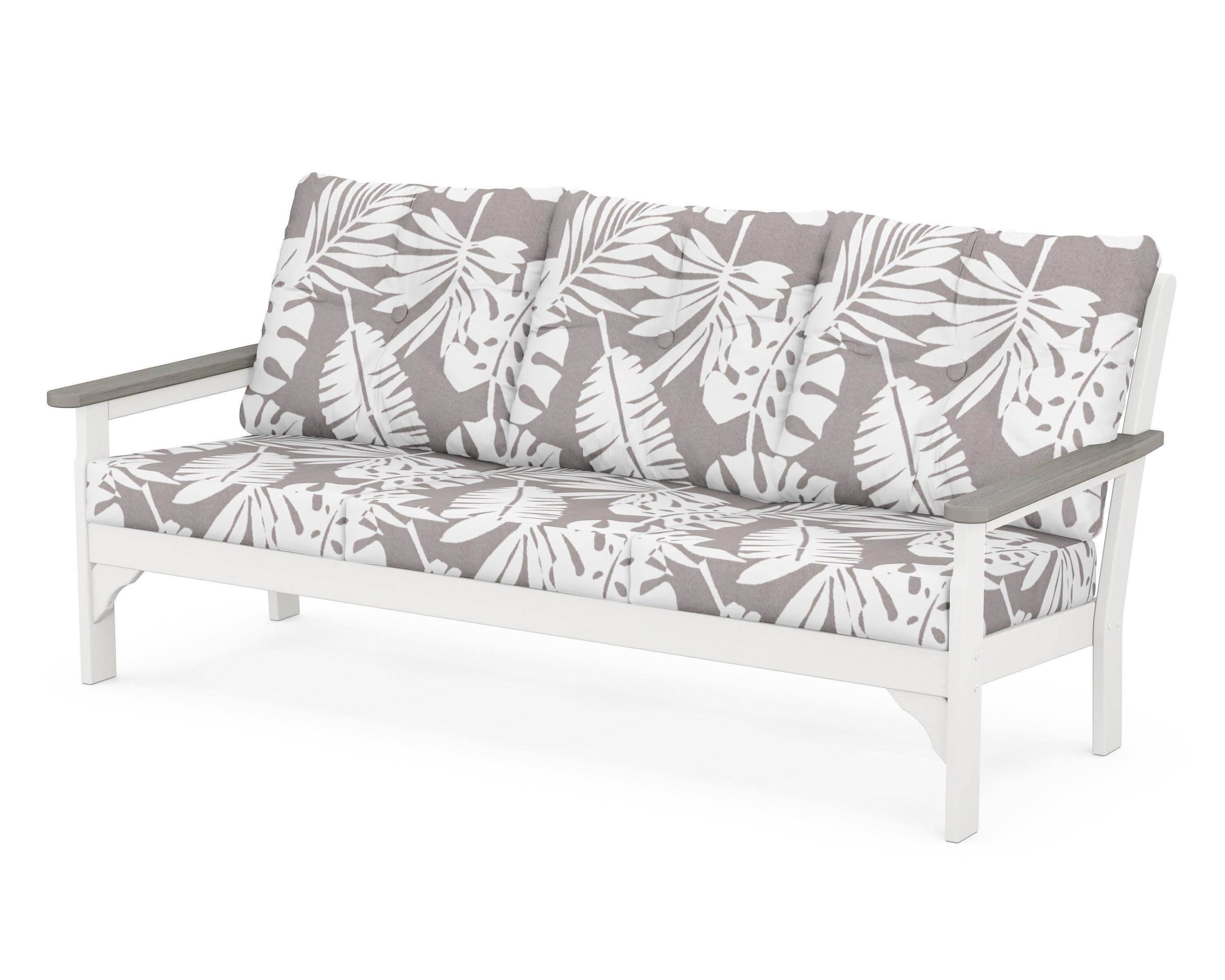 Vineyard Deep Seating Sofa in White / Driftwood / Leaf Grey Mist