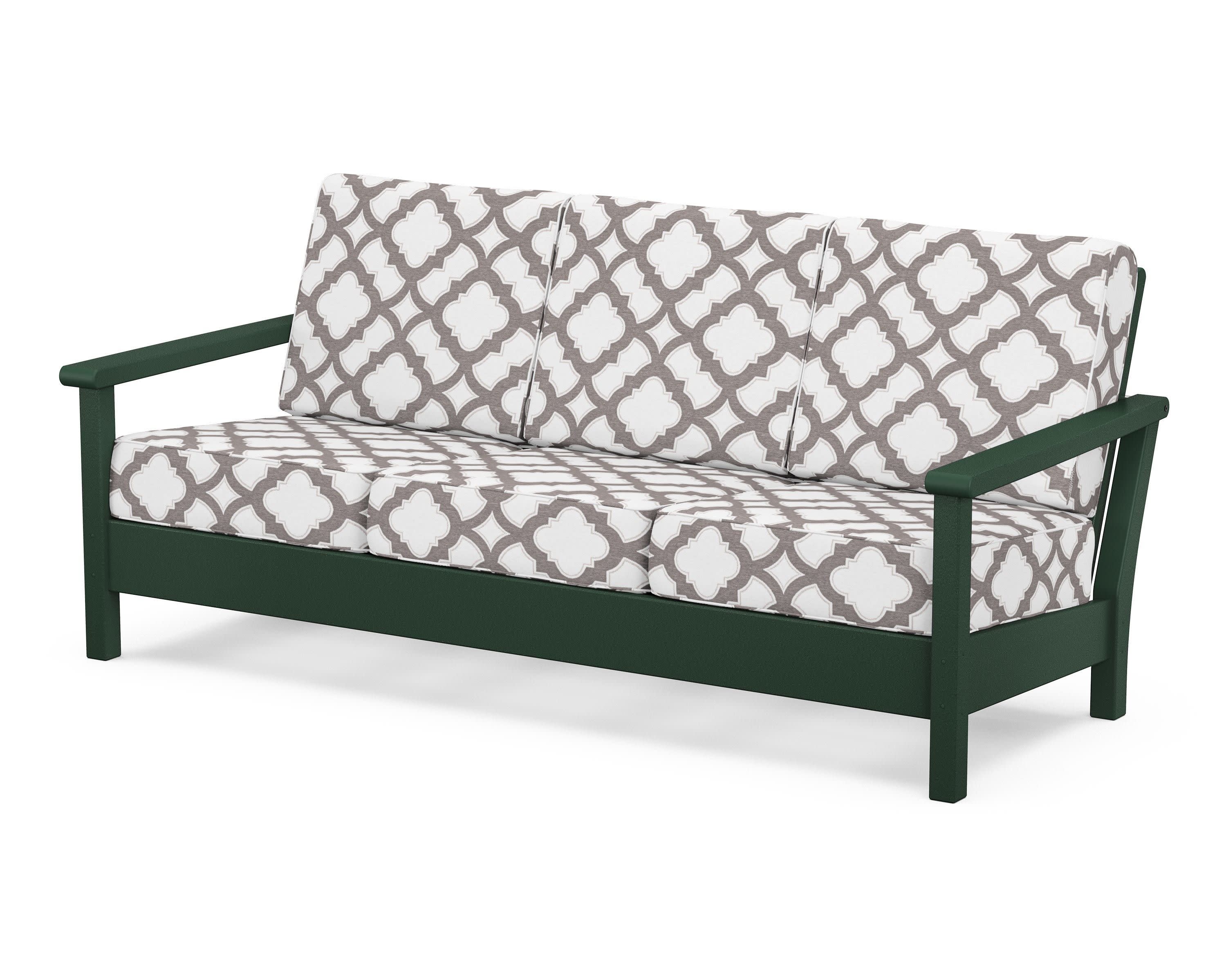 Harbour Deep Seating Sofa in Green / Trellis Grey Mist
