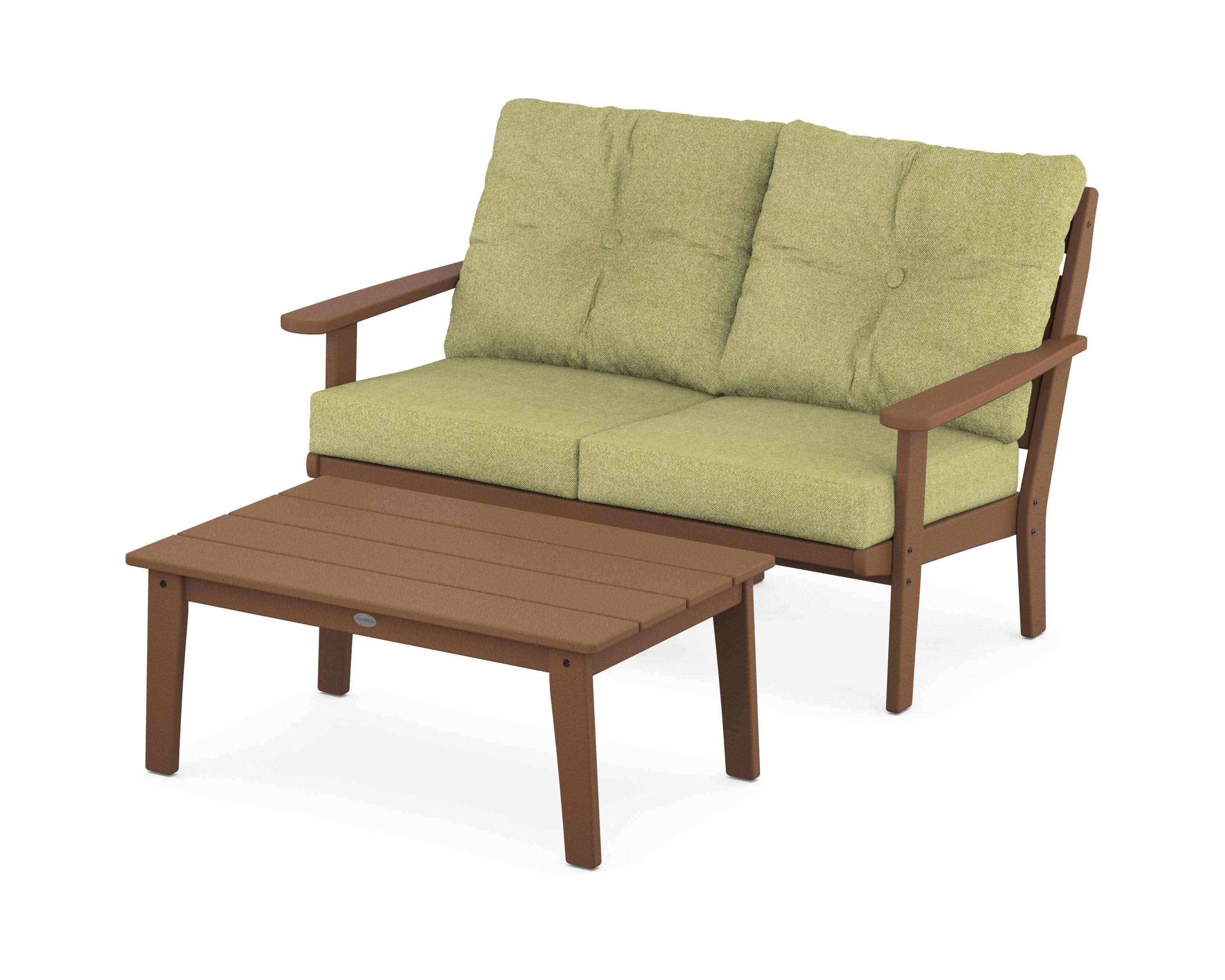 Lakeside 2-Piece Lounge Loveseat Set in Teak / Chartreuse Boucle