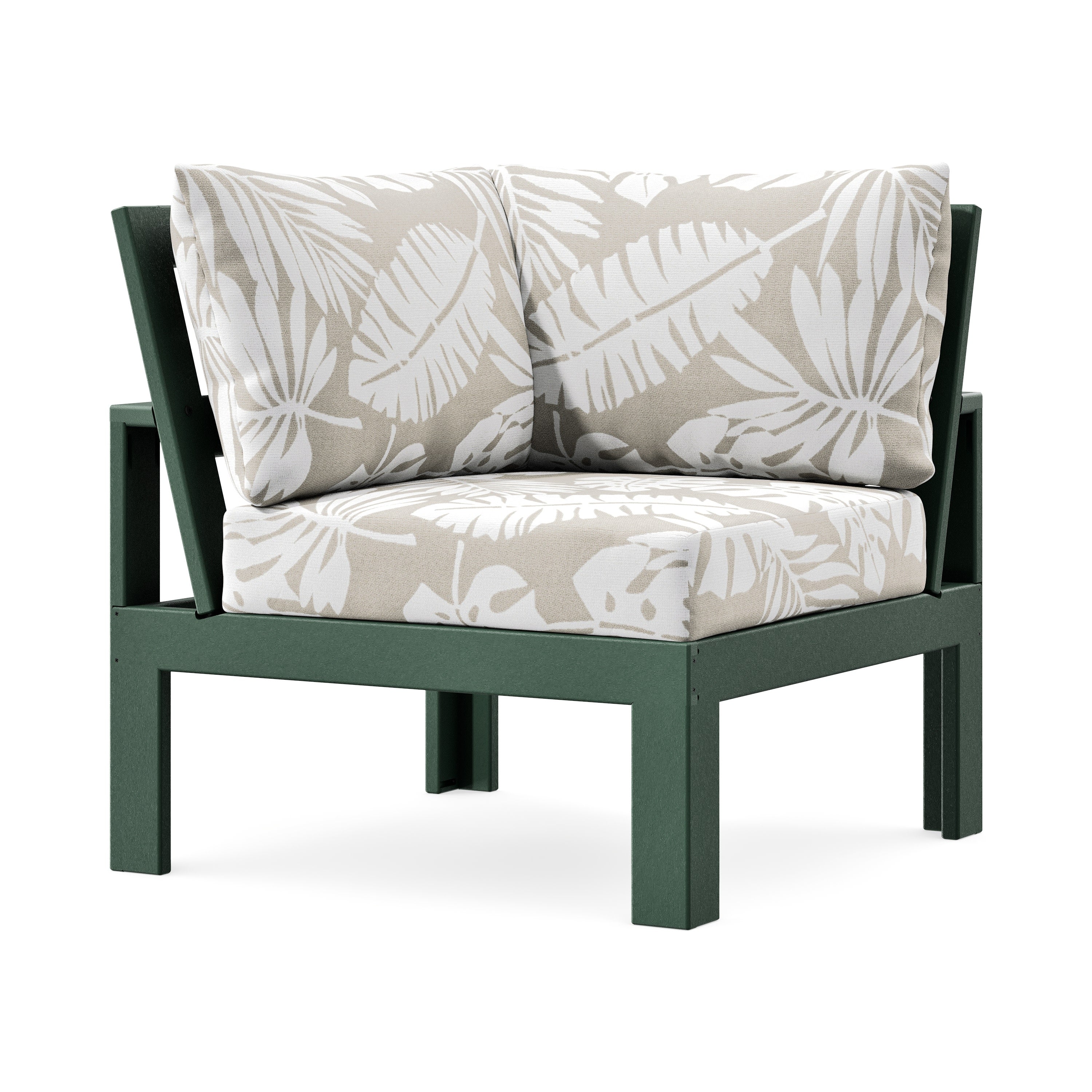 Modular Corner Chair in Green / Leaf Dune Burlap
