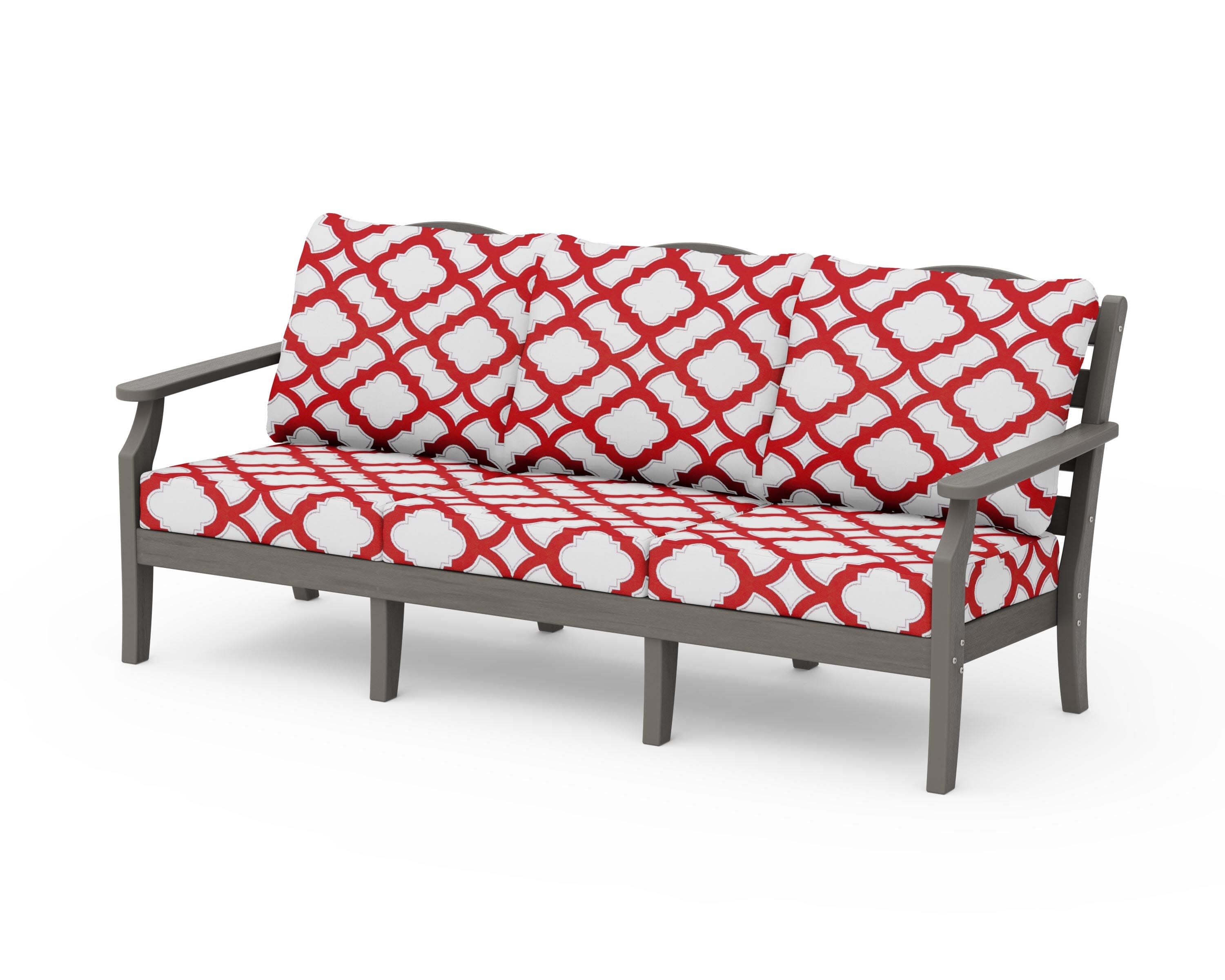 Savannah Deep Seating Sofa in Driftwood / Trellis Crimson