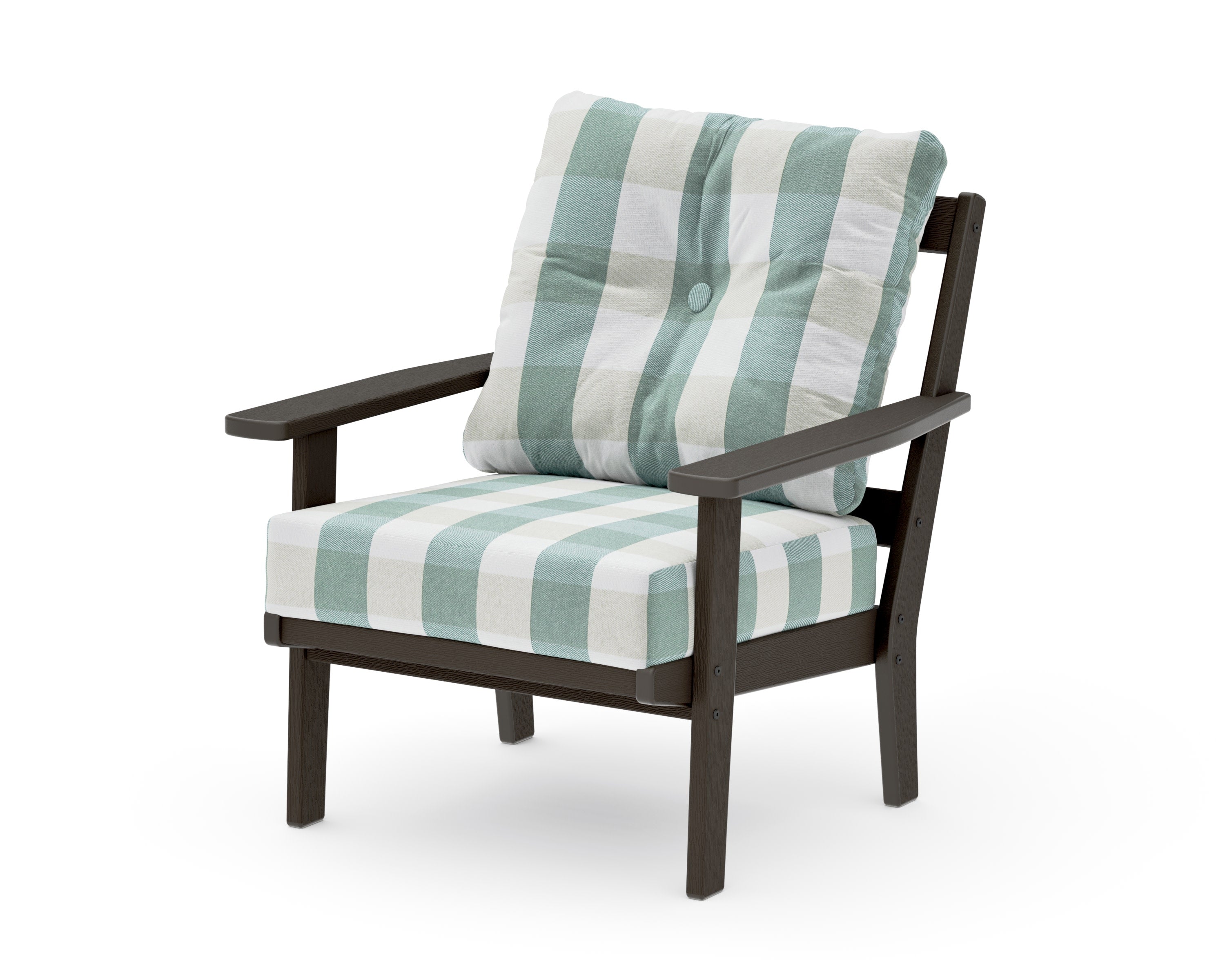 Oxford Deep Seating Chair in Vintage Coffee / Buffalo Plaid Glacier Spa