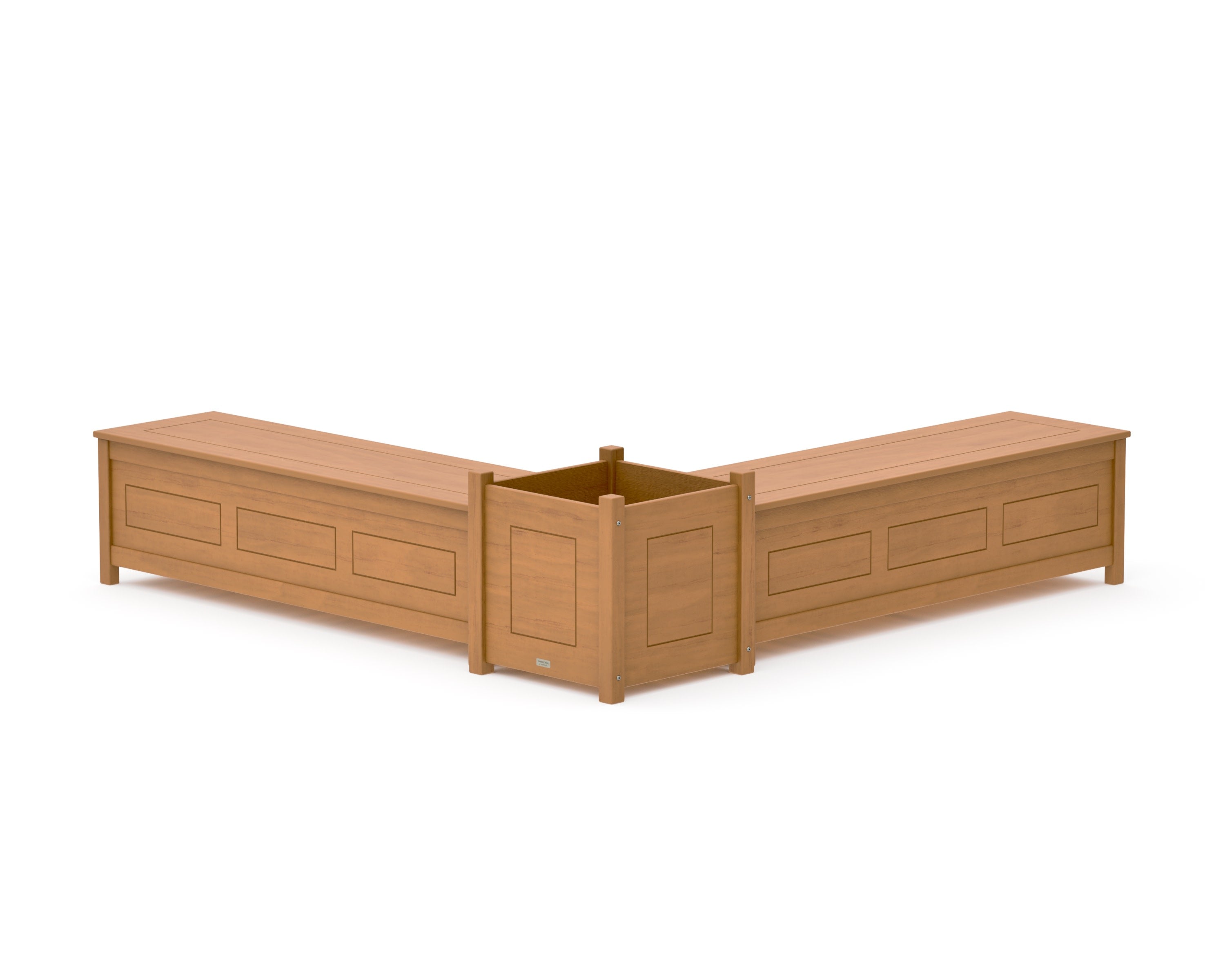 60" Country Living L- Shaped Planter Storage Bench Set- Large in Natural