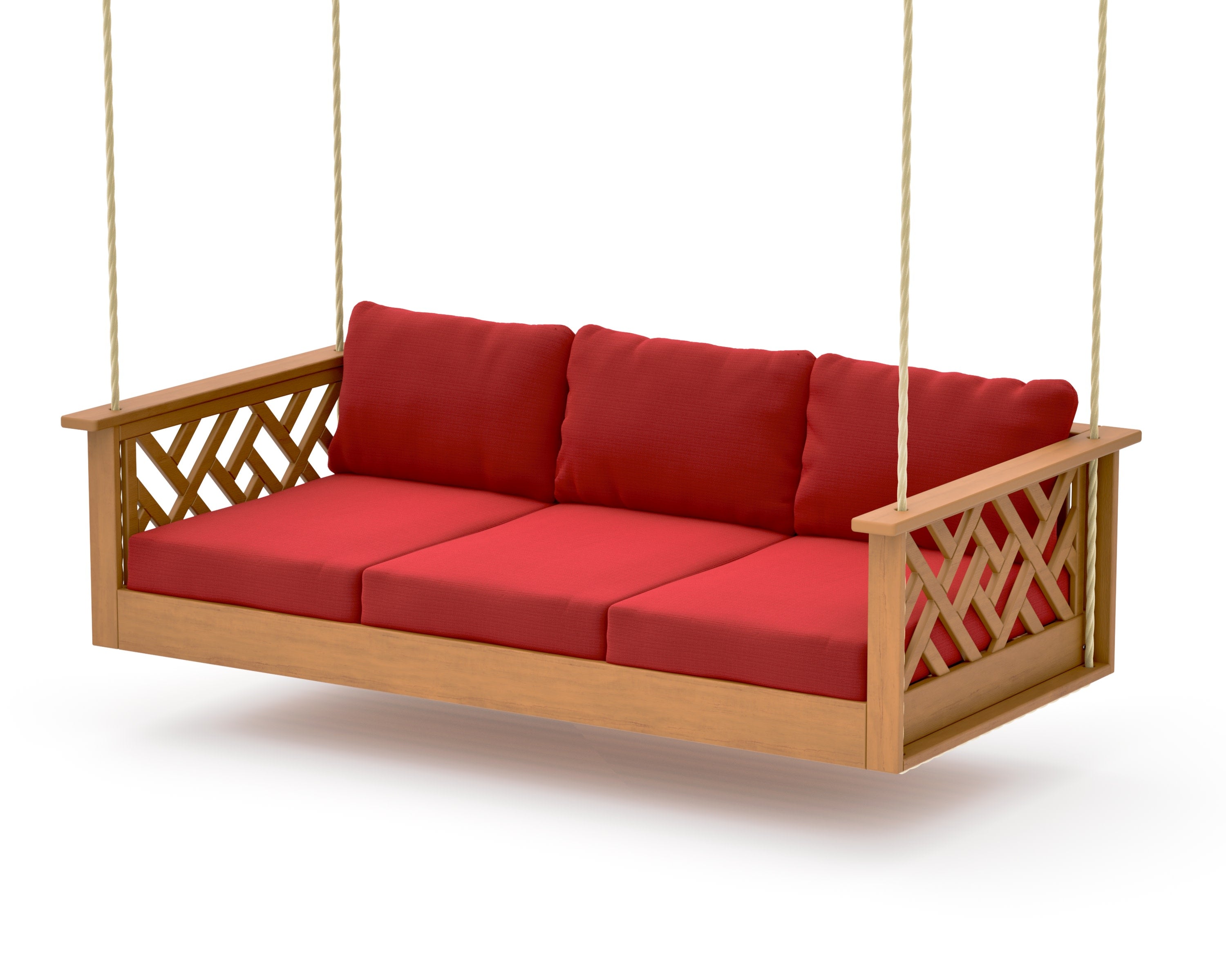 Chippendale Daybed Swing in Natural / Crimson Linen