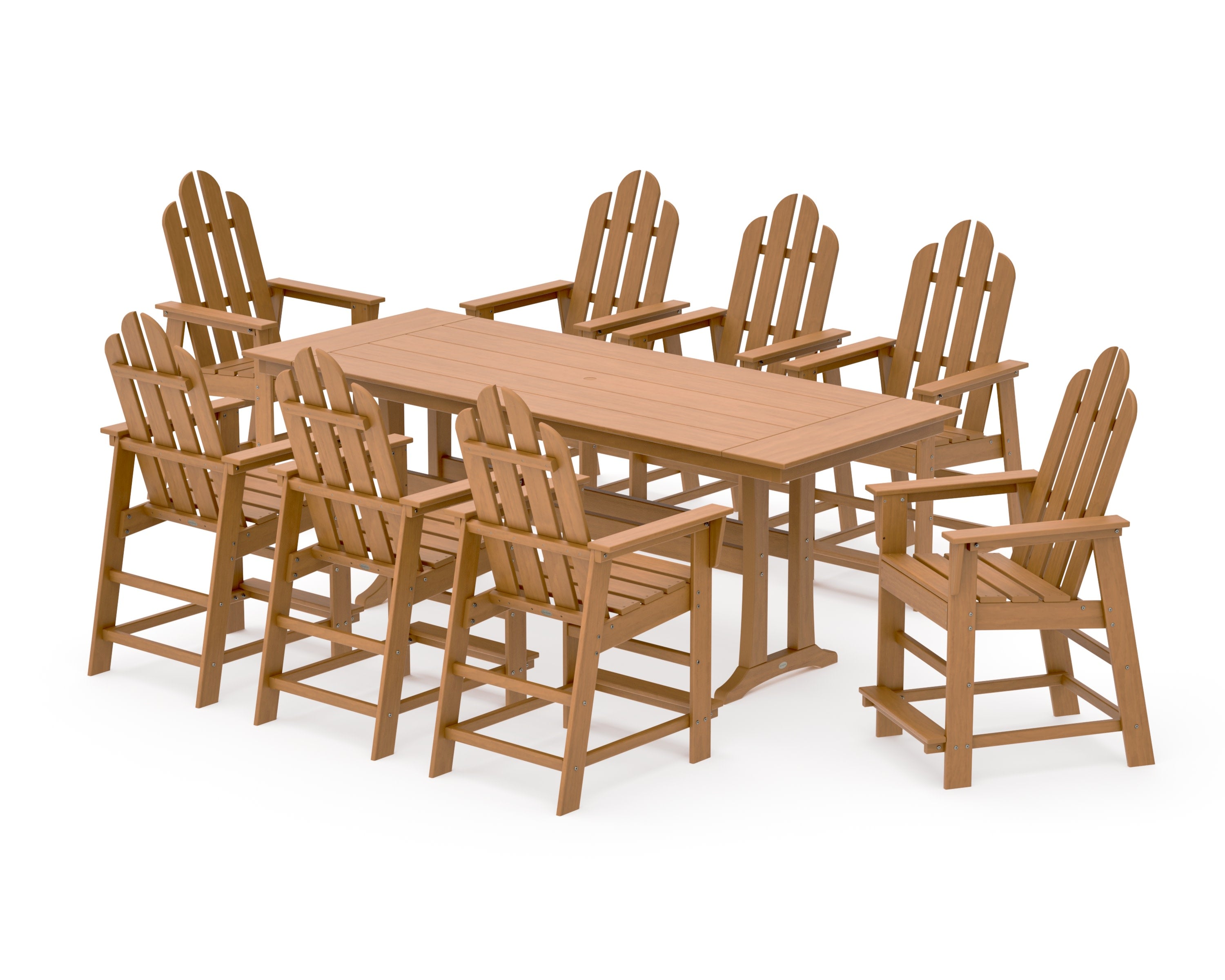 Long Island 9-Piece Farmhouse Counter Set with Trestle Legs in Natural