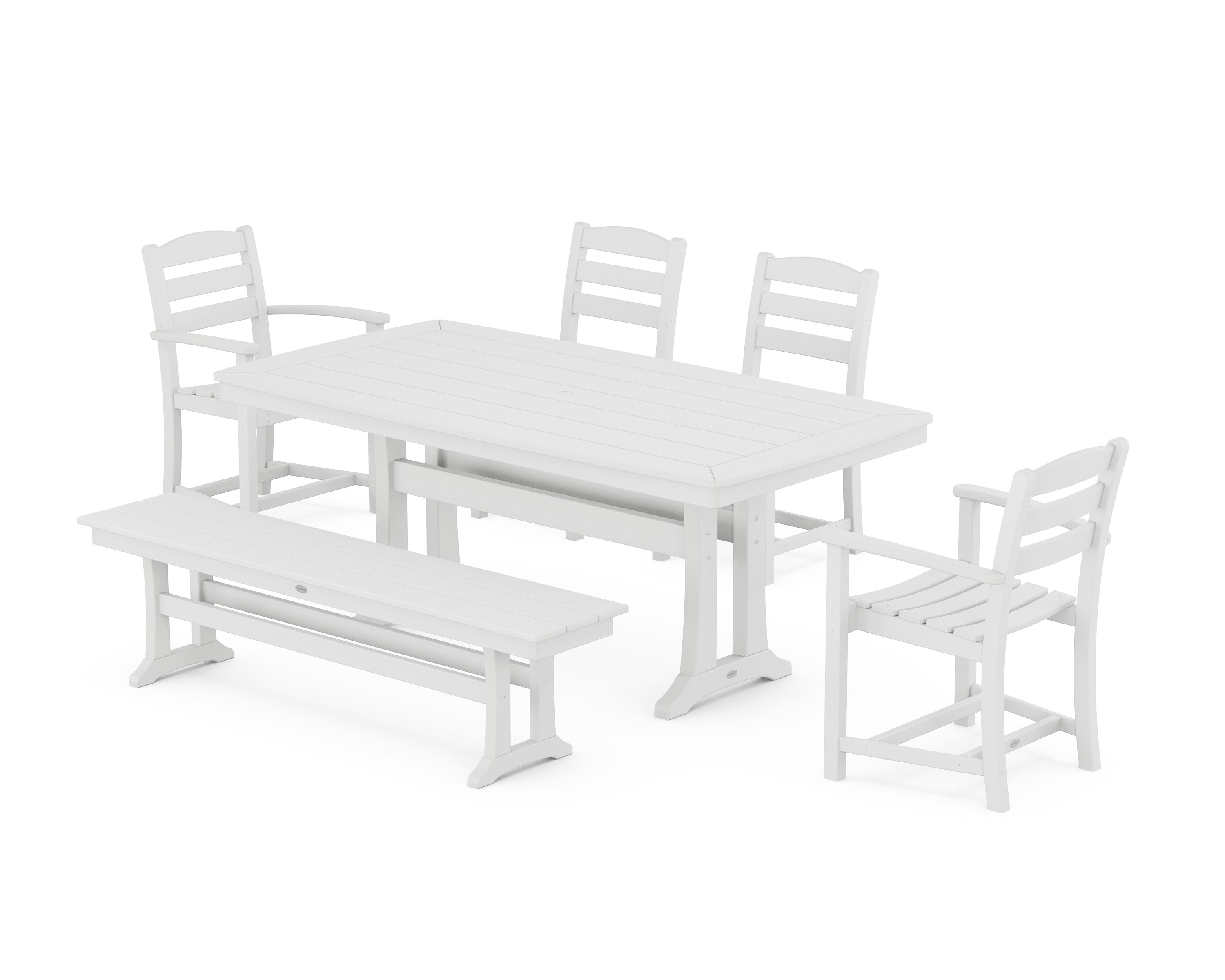 La Casa Cafe 6-Piece Dining Set with Trestle Legs in White