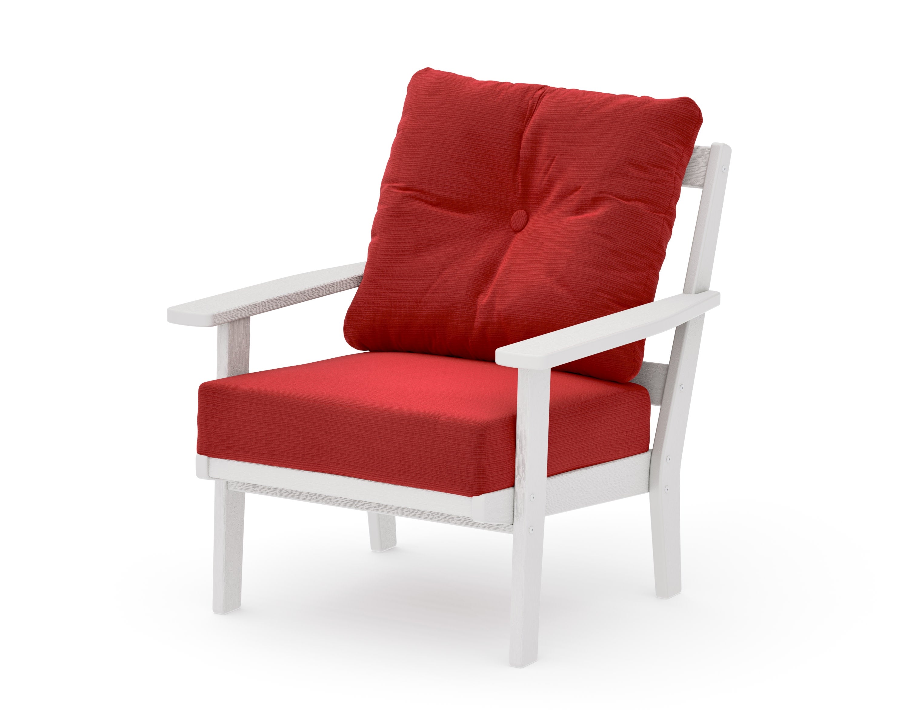 Oxford Deep Seating Chair in Vintage White / Crimson Linen