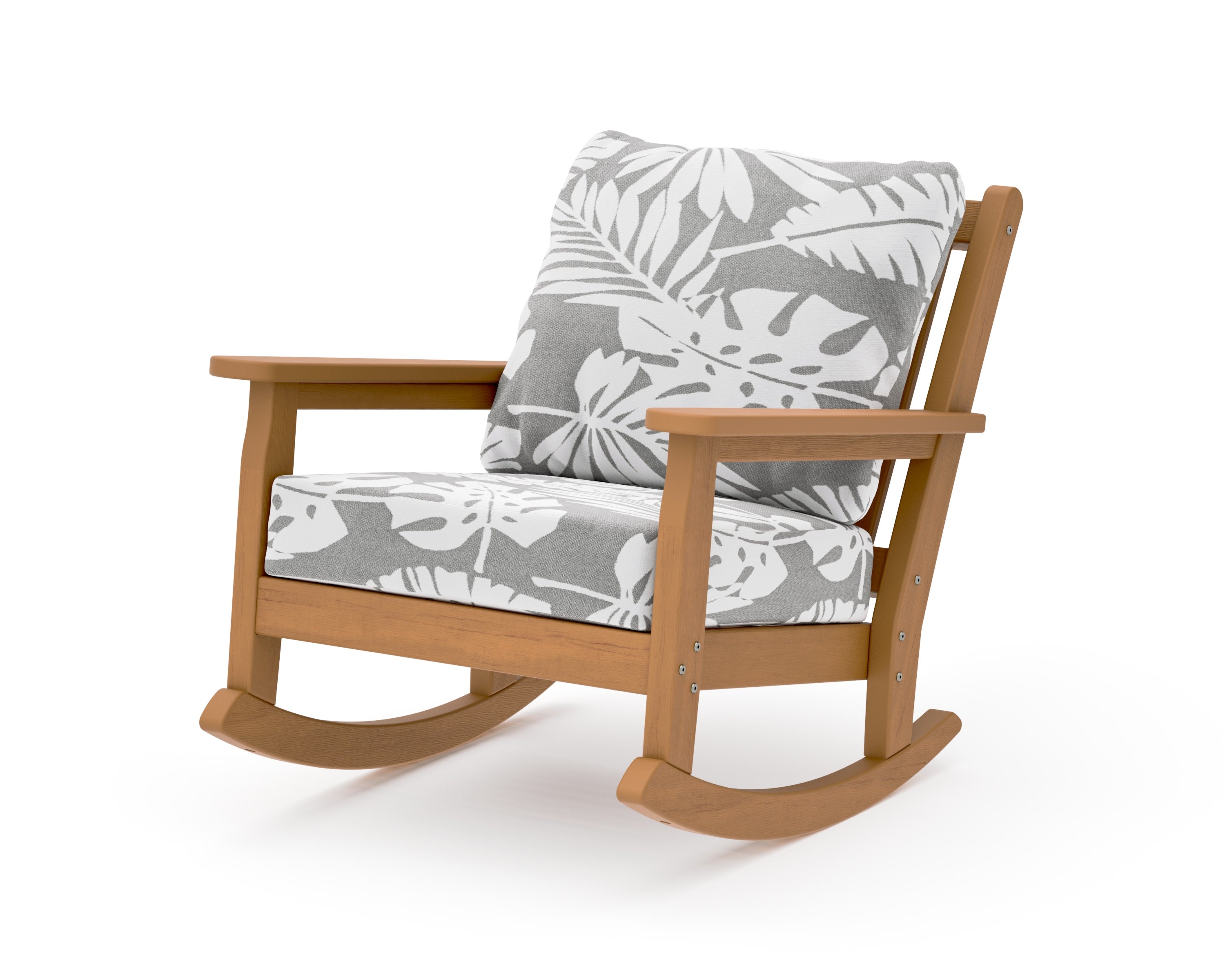 Chippendale Deep Seating Rocking Chair in Natural / Leaf Grey Mist