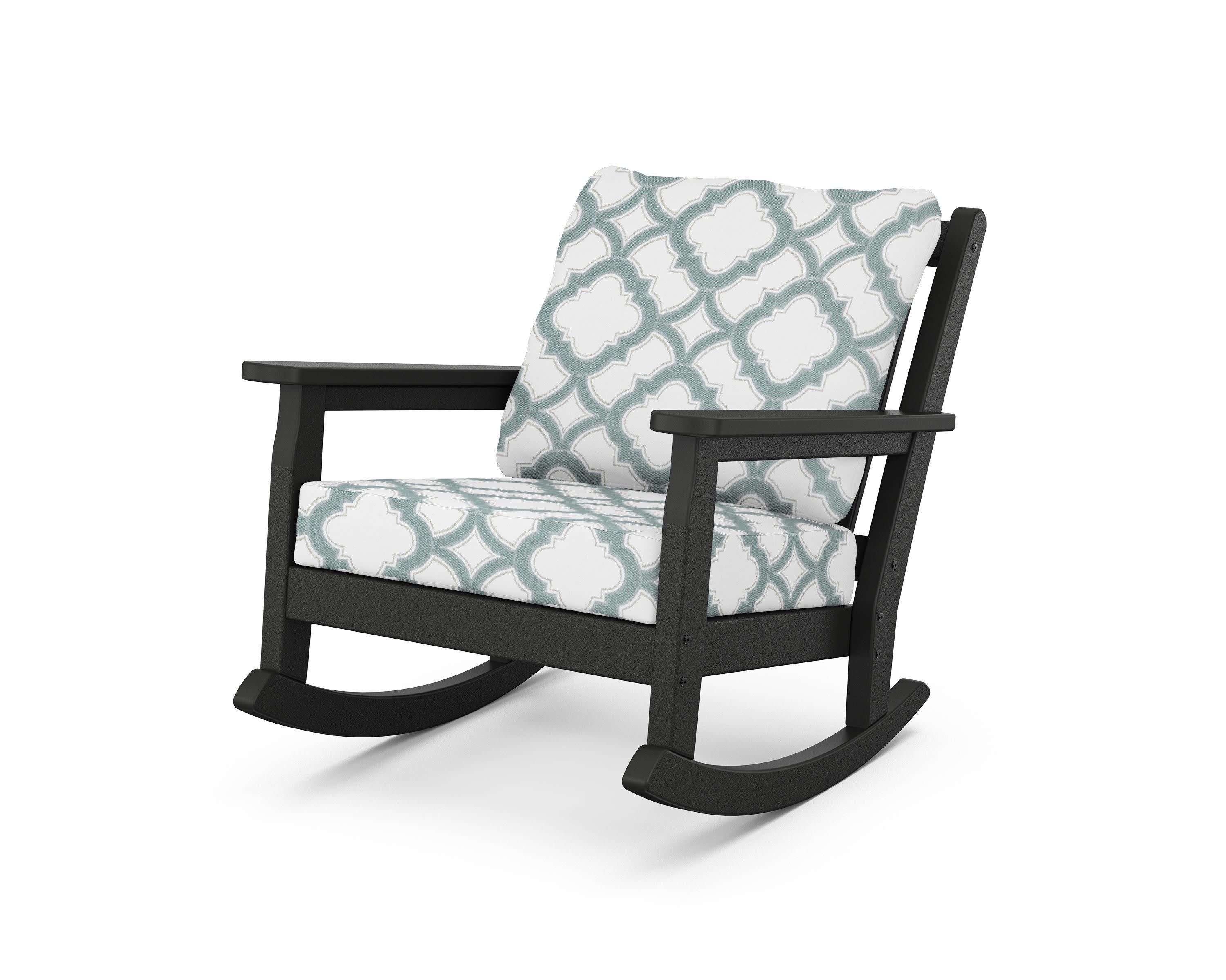 Chippendale Deep Seating Rocking Chair in Black / Trellis Glacier Spa