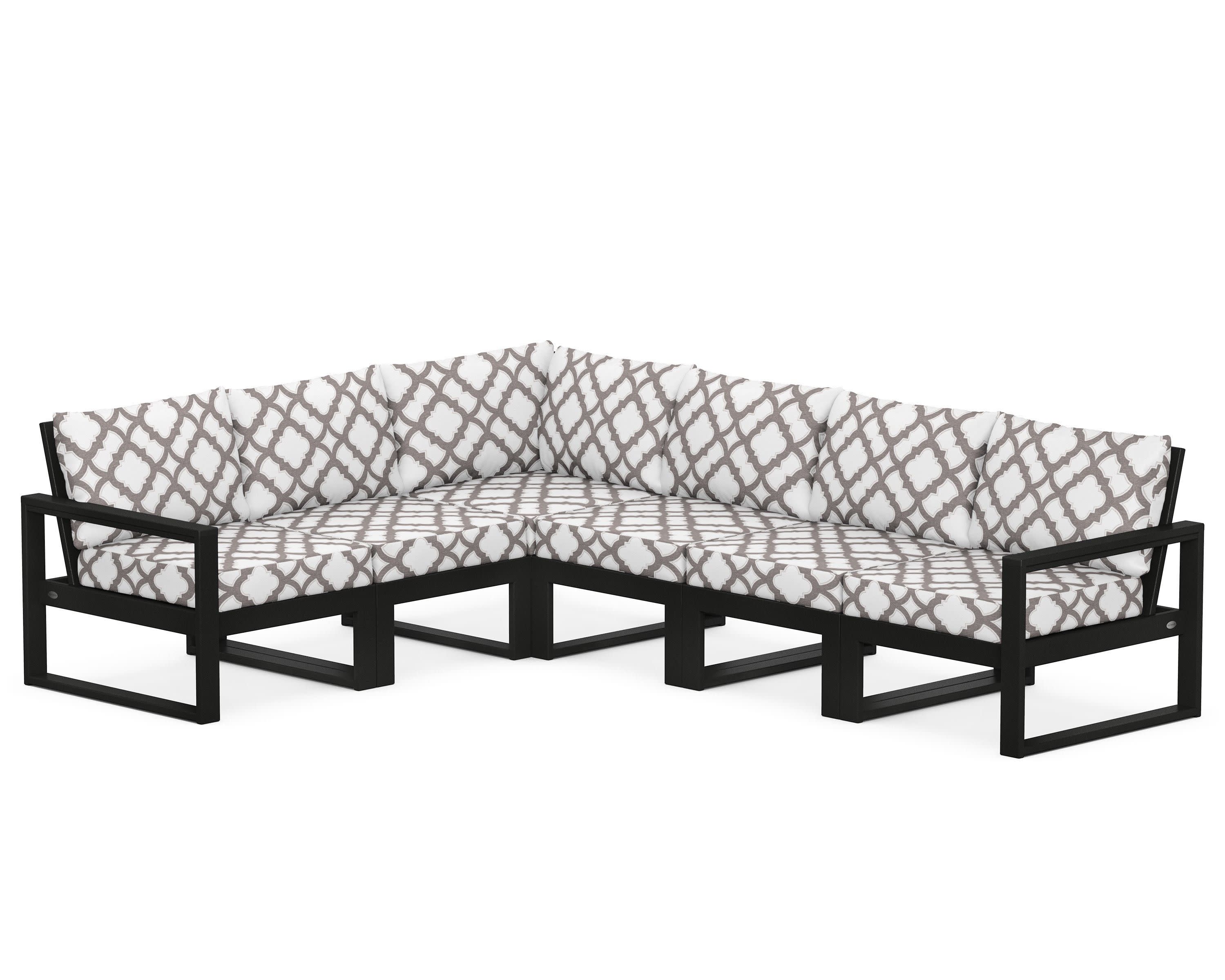 EDGE 6-Piece Modular Deep Seating Set in Black / Trellis Grey Mist
