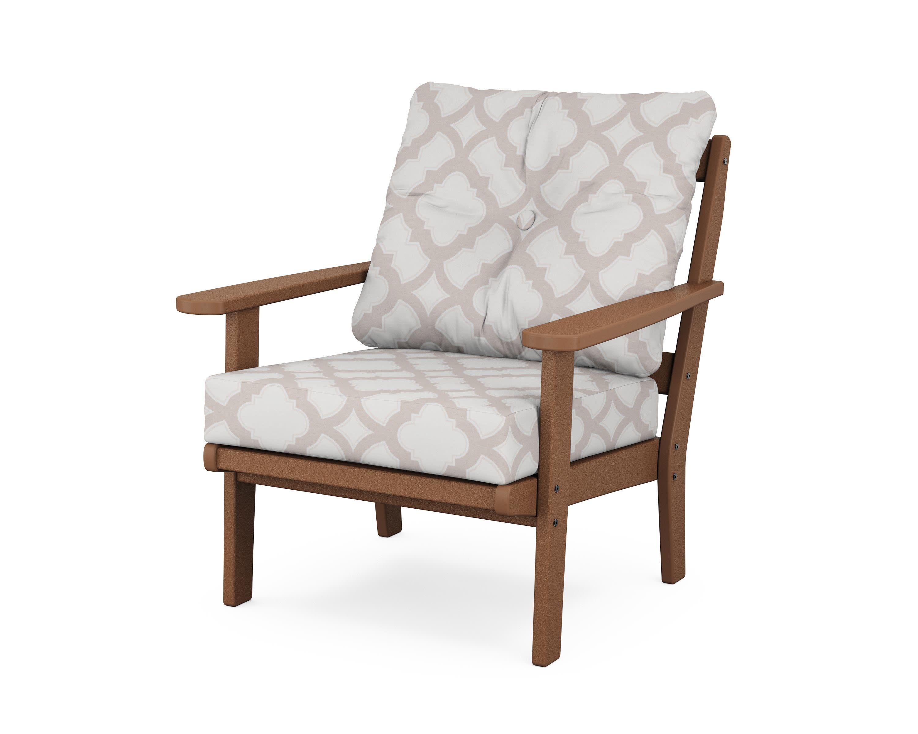 Mission Deep Seating Chair in Teak / Trellis Dune Burlap