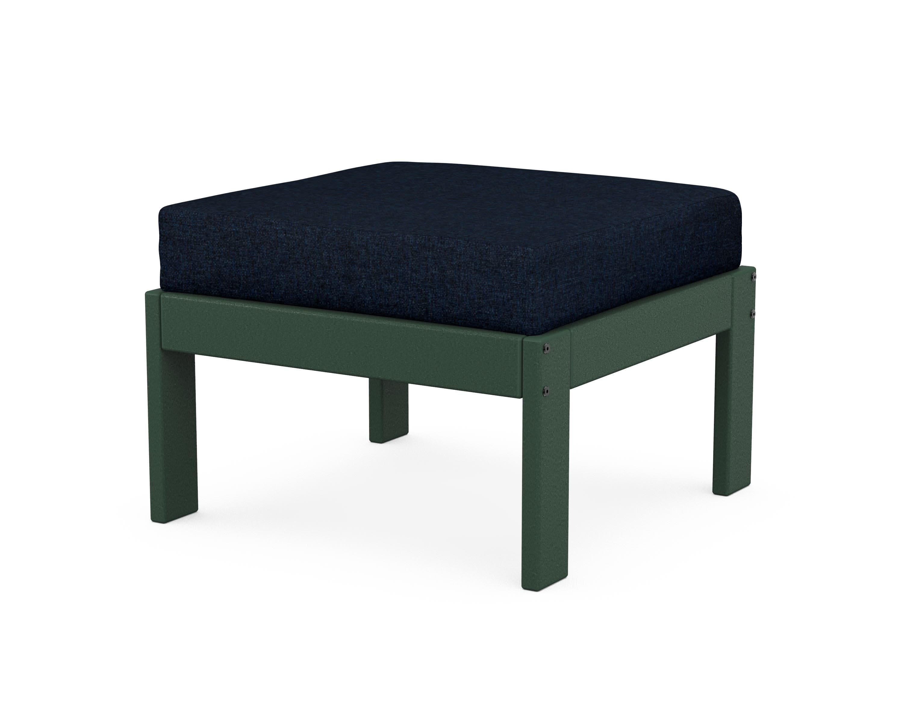 Vineyard Modular Ottoman in Green / Marine Indigo