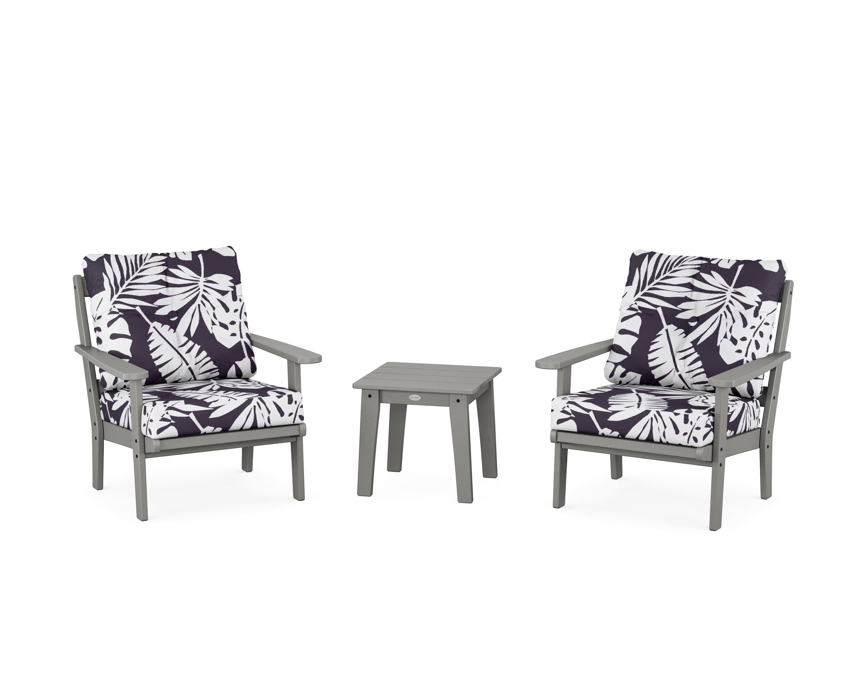 Mission 3-Piece Deep Seating Set in Slate Grey / Leaf Navy