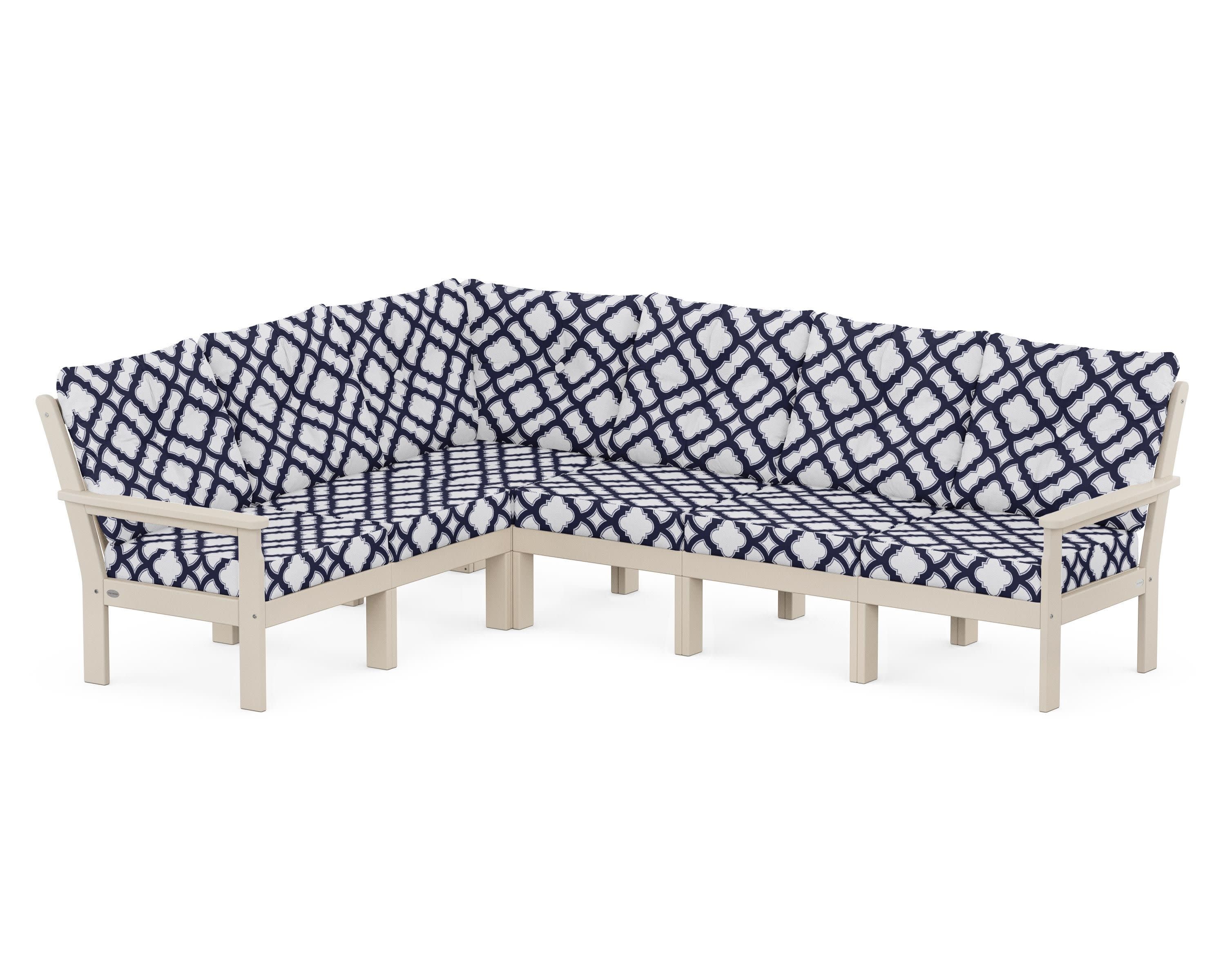 Vineyard 6-Piece Sectional in Sand / Trellis Navy