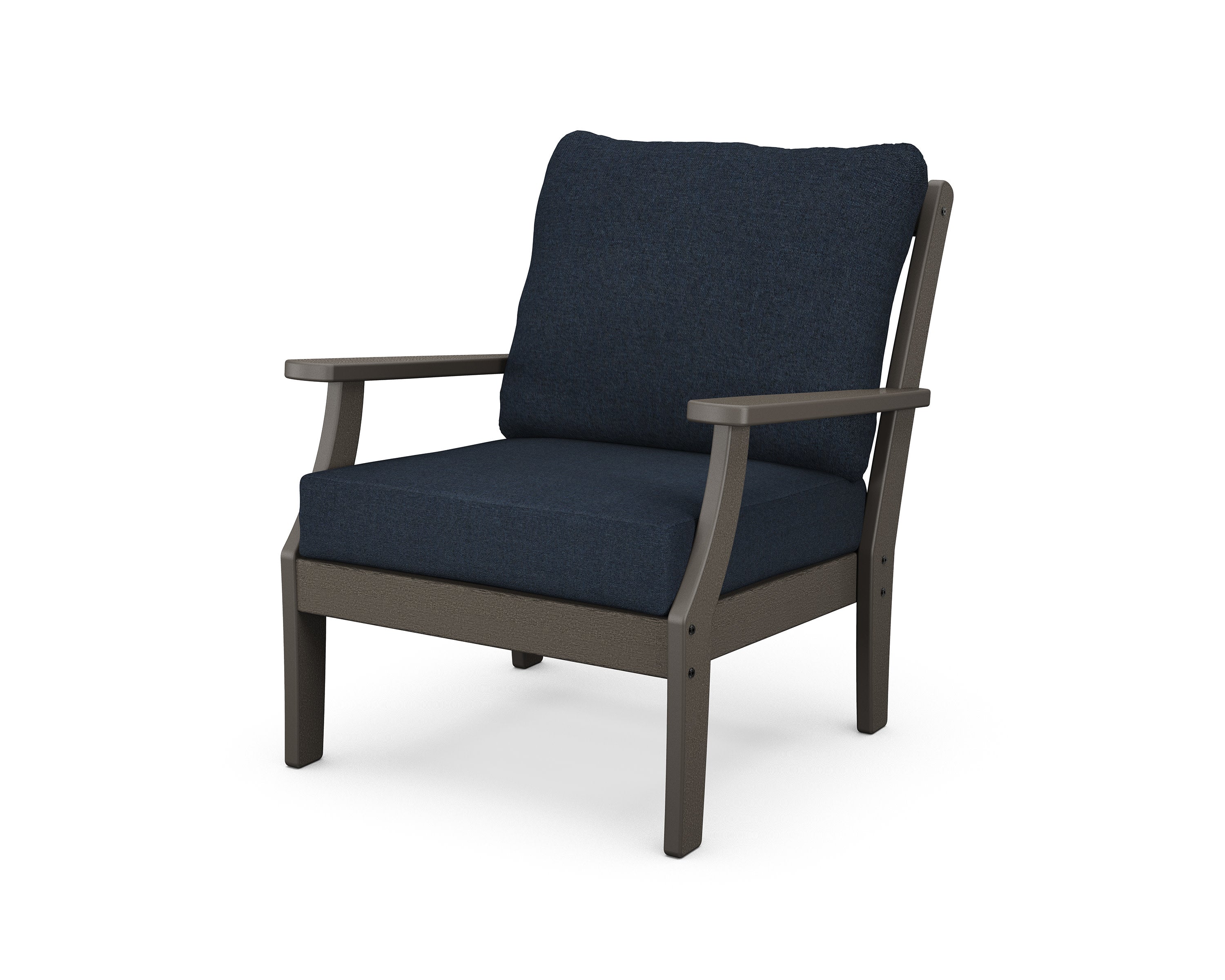 Braxton Deep Seating Chair in Vintage Coffee / Marine Indigo