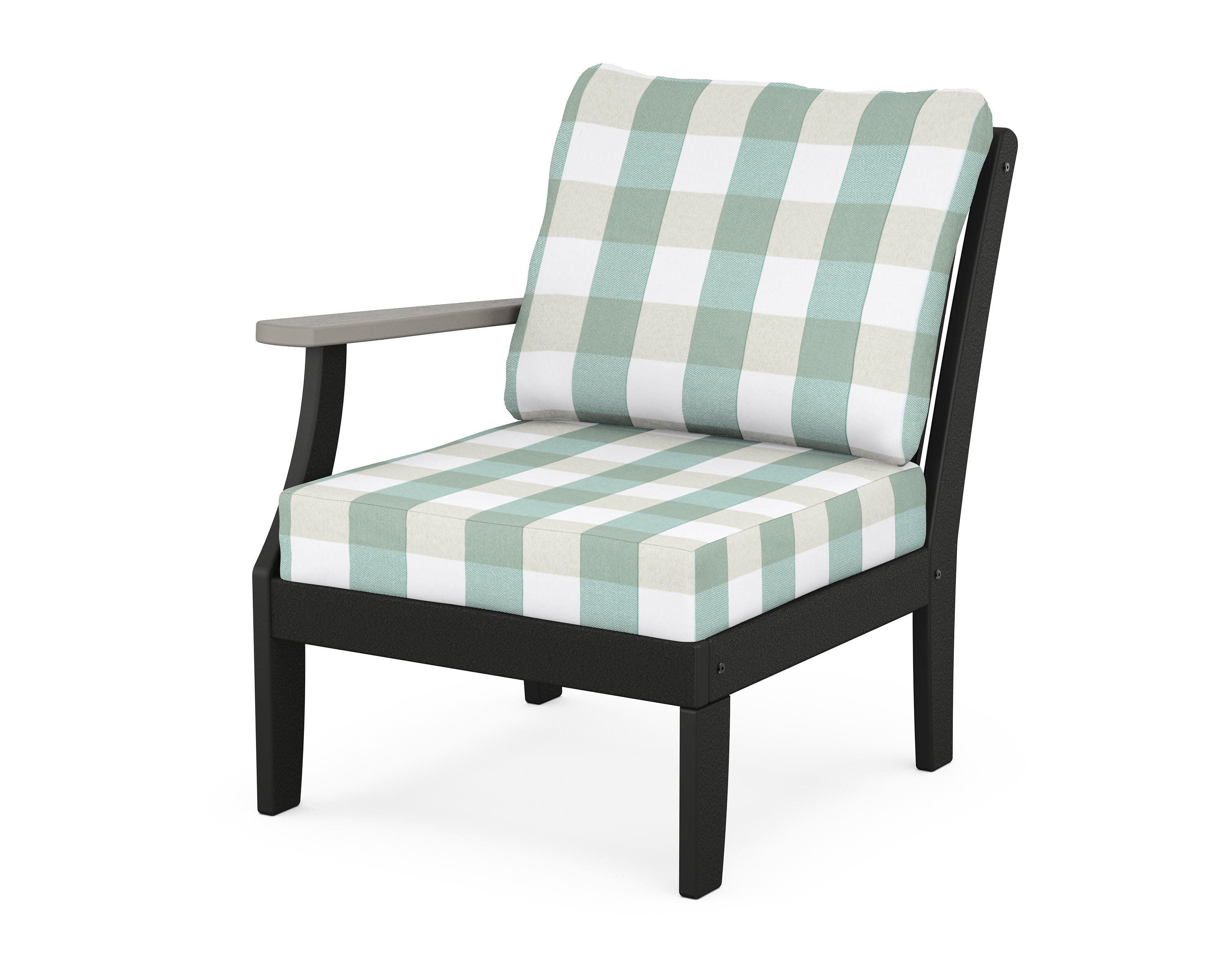 Braxton Modular Left Arm Chair in Black / Driftwood / Buffalo Plaid Glacier Spa
