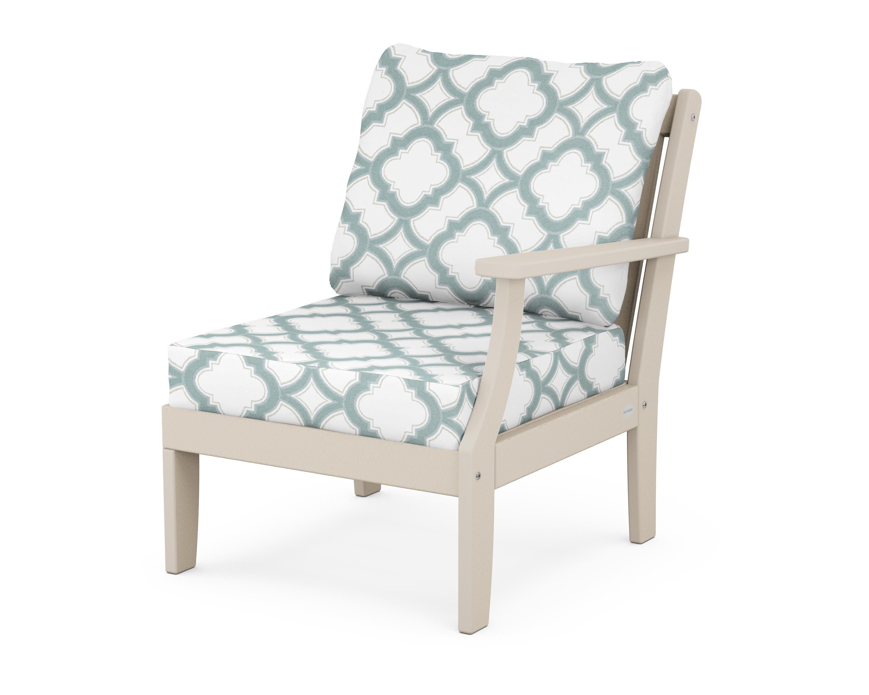Braxton Modular Right Arm Chair in Sand / Trellis Glacier Spa