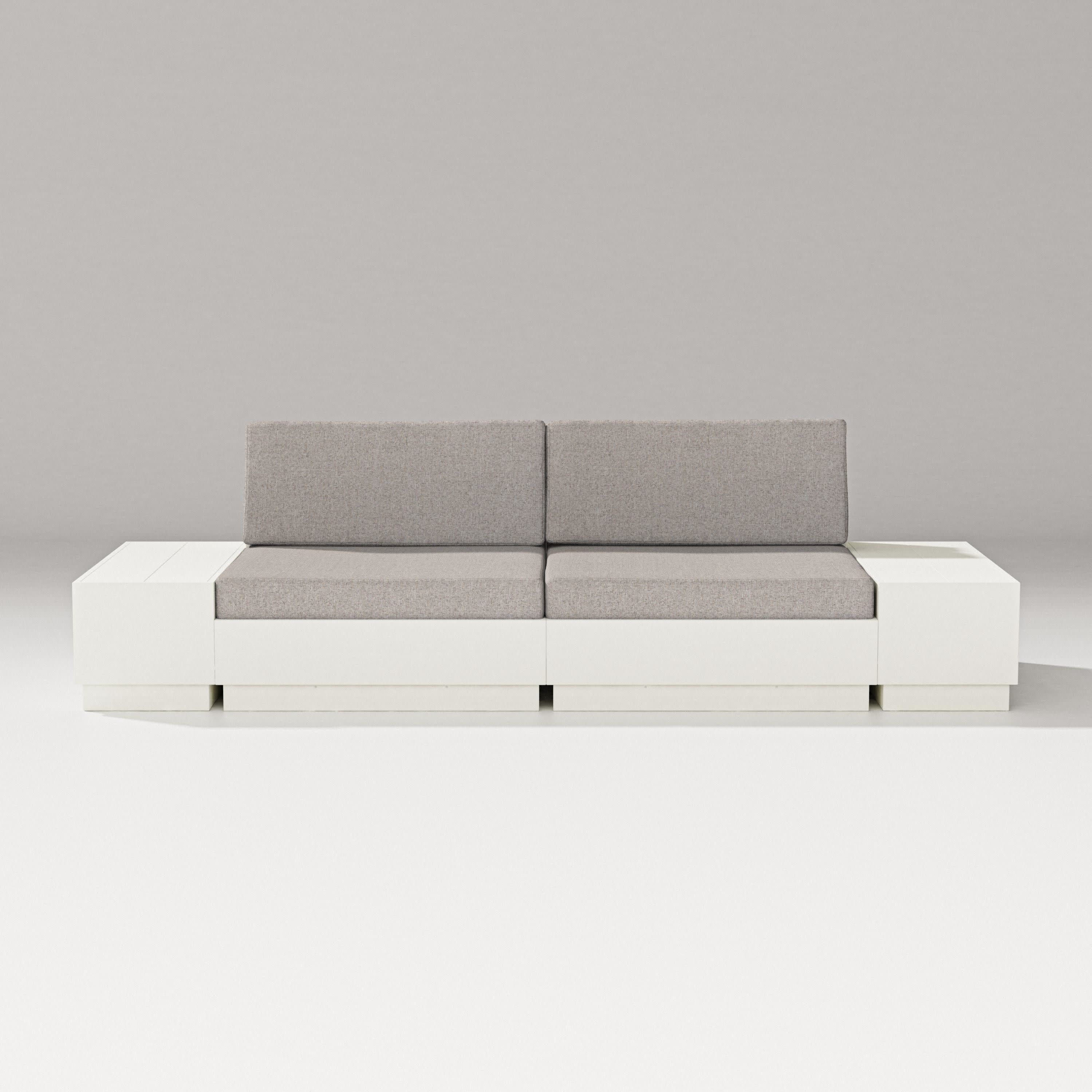 Elevate 4-Piece Loveseat Sectional in Vintage White / Weathered Tweed