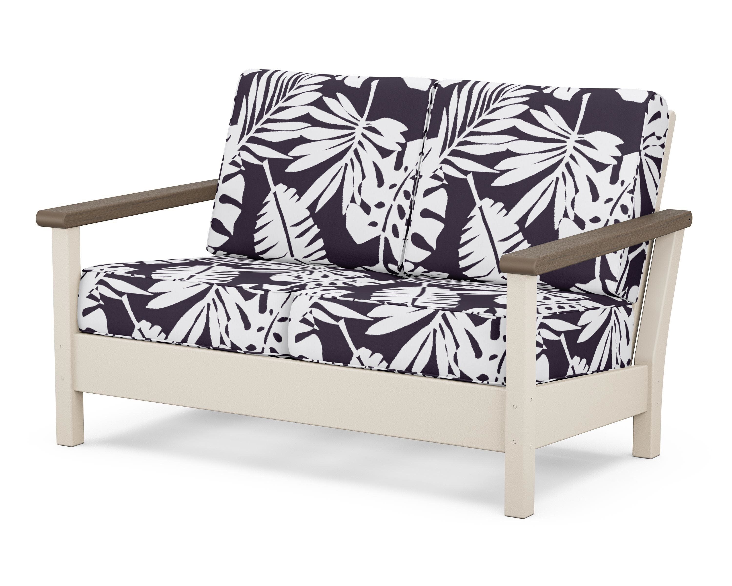 Harbour Deep Seating Loveseat in Sand / Kona / Leaf Navy