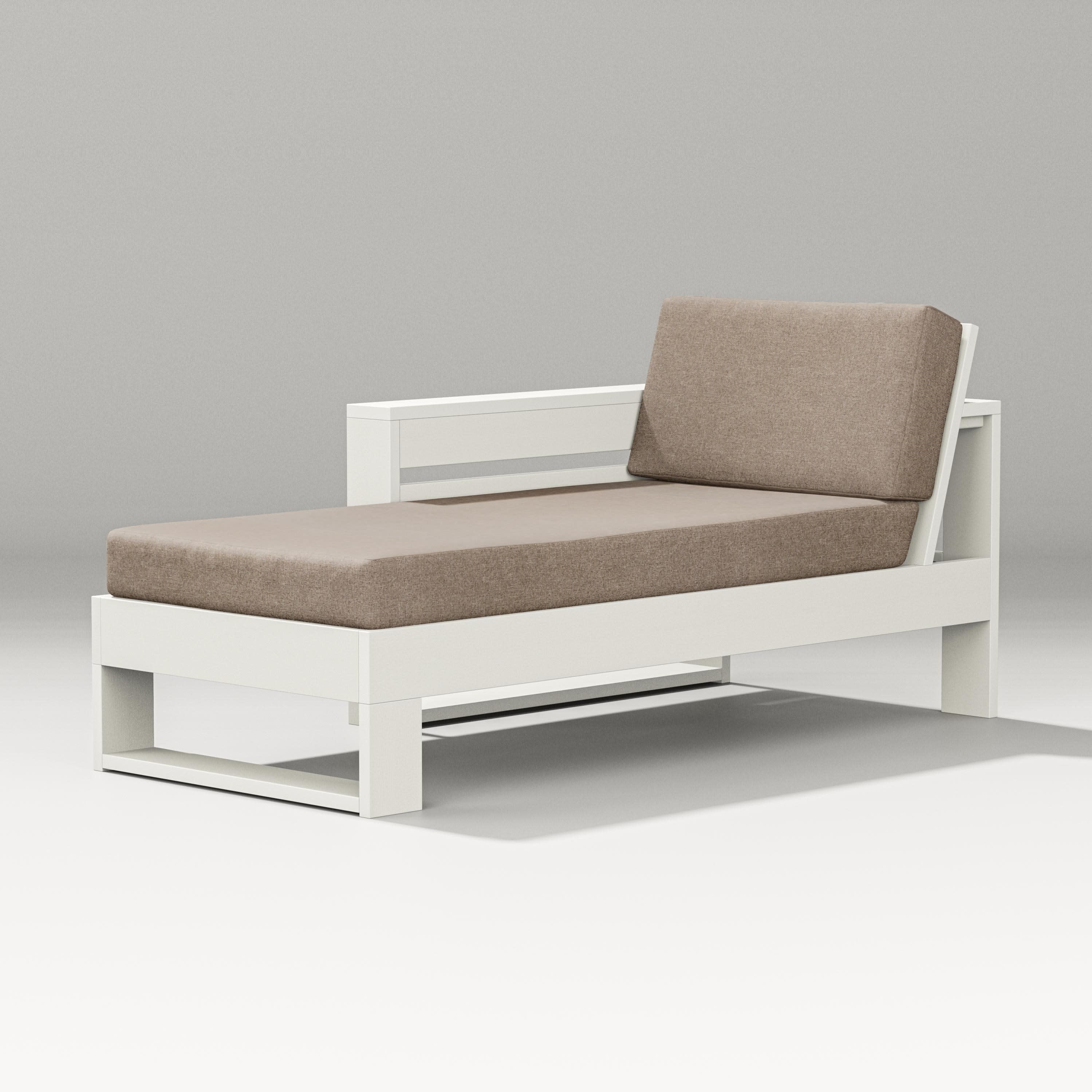 Latitude Modular Left Arm Chaise in Vintage White / Spiced Burlap
