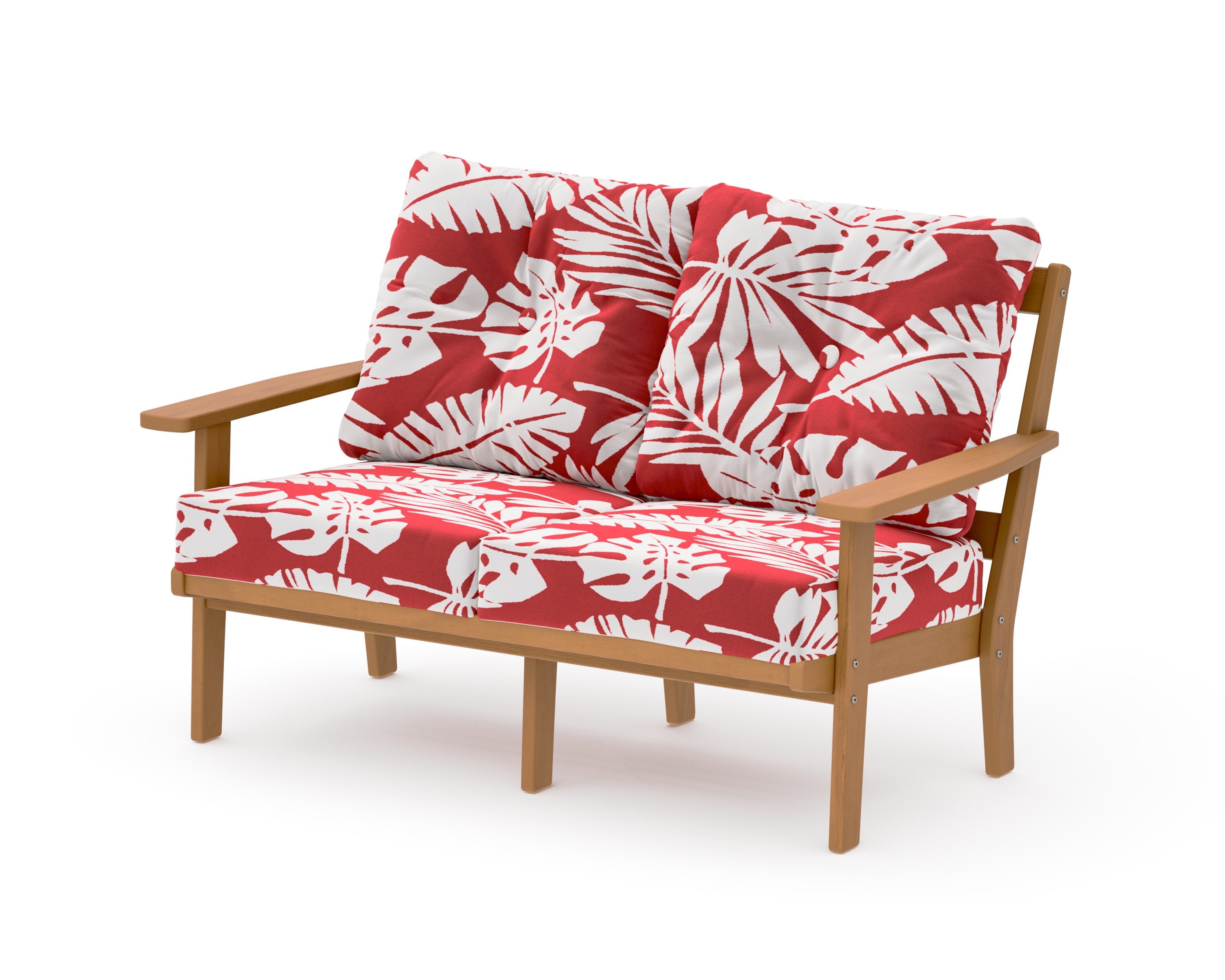 Oxford Deep SeatingLoveseat in Natural / Leaf Crimson