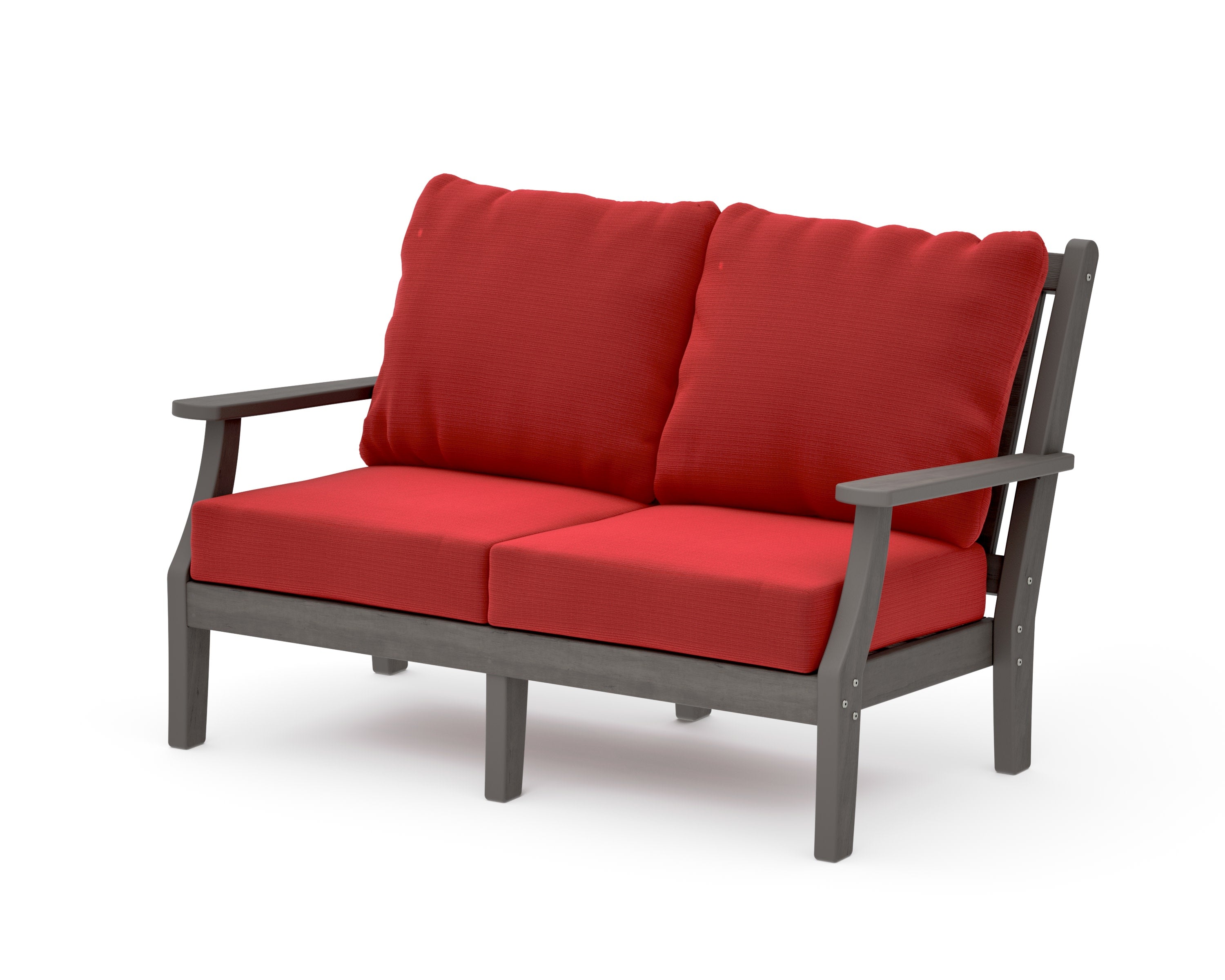 Wovendale Deep Seating Loveseat in Driftwood / Crimson Linen