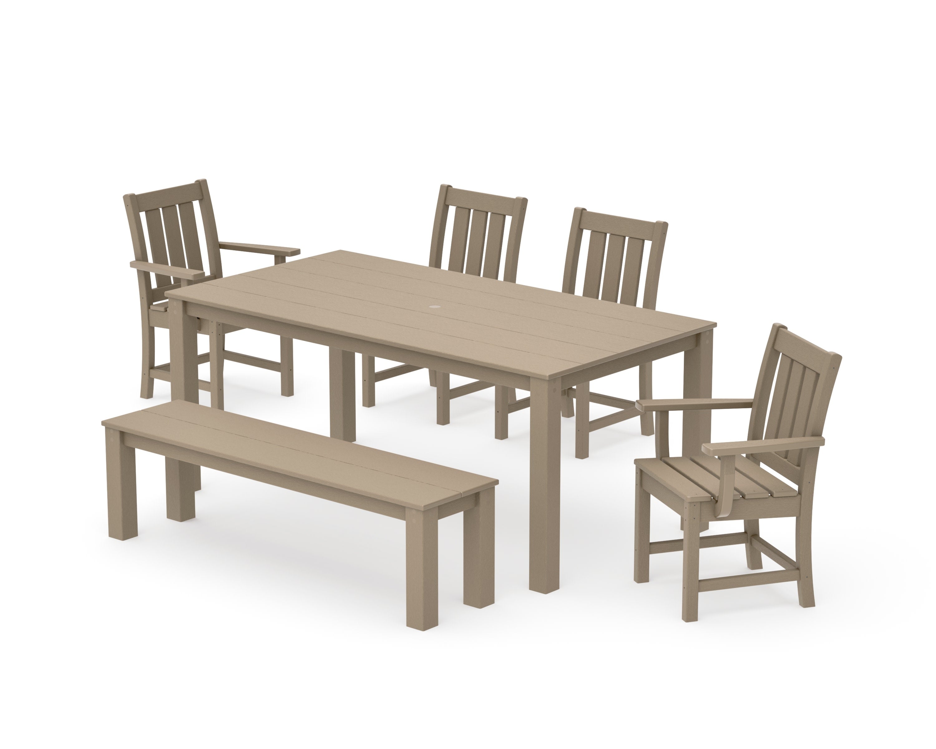 Oxford 6-Piece Parsons Dining Set with Bench in Vintage Sahara