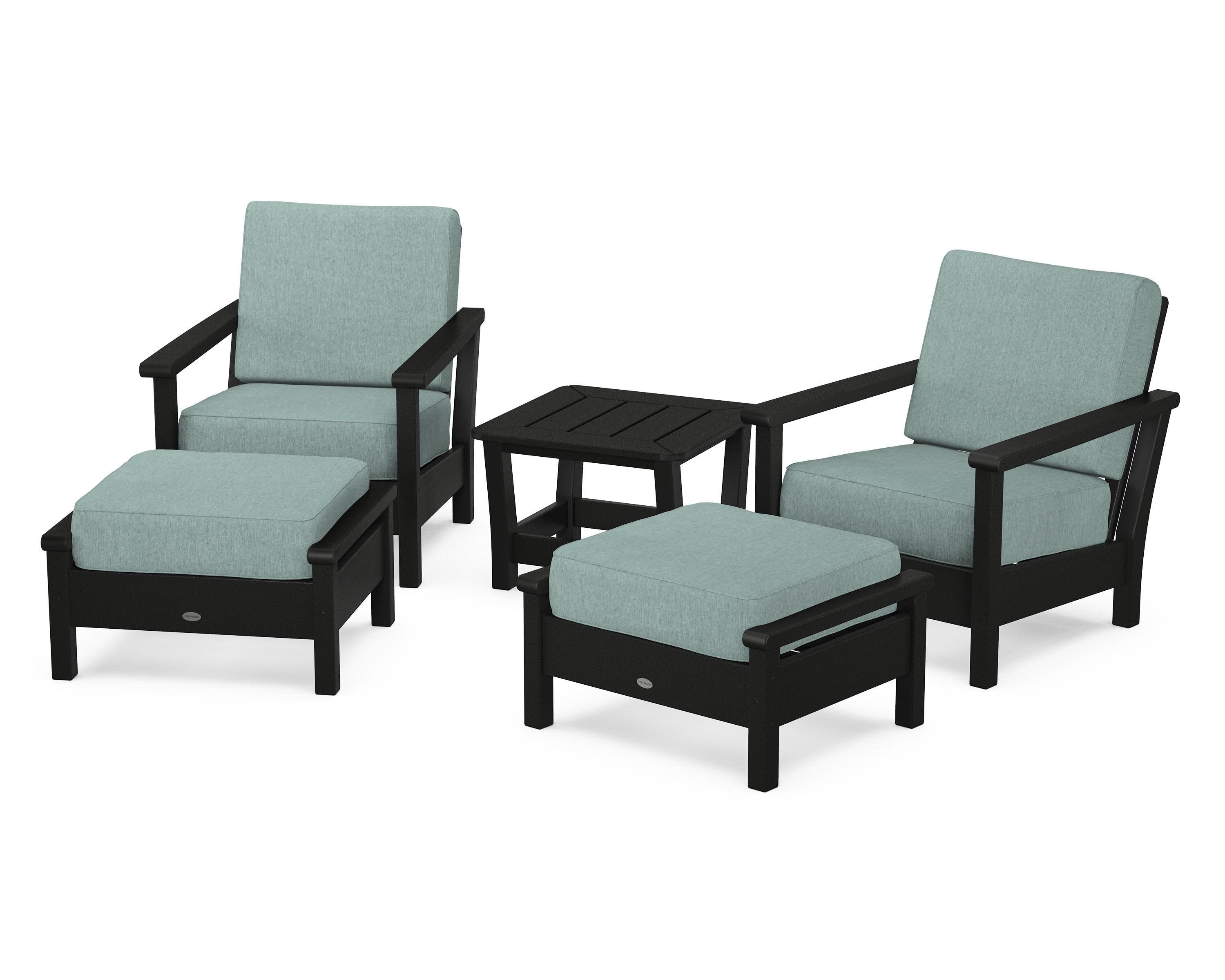 Harbour 5-Piece Deep Seating Chair Set in Black / Glacier Spa