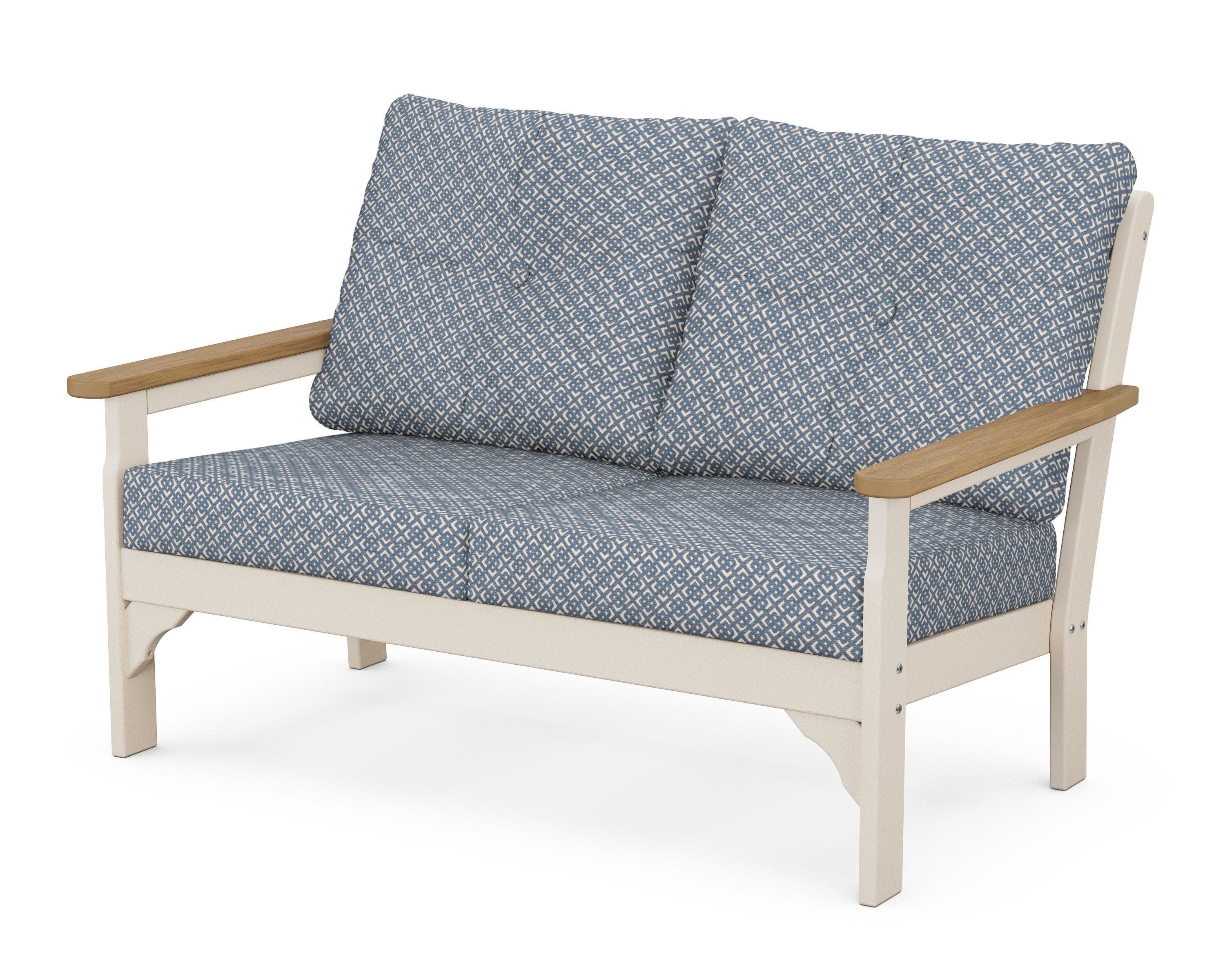 Vineyard Deep Seating Loveseat in Sand / Natural / Hopscotch