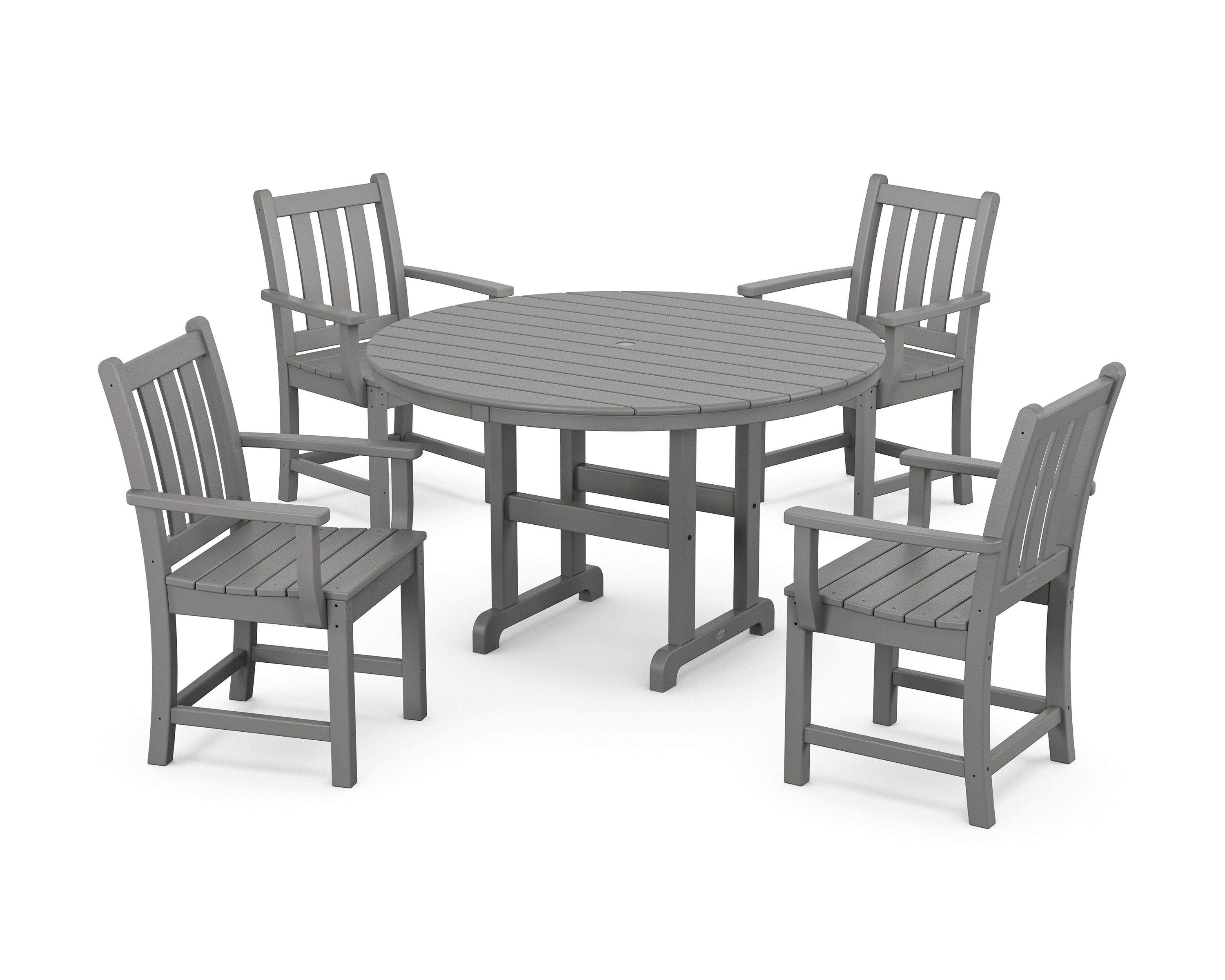 Traditional Garden 5-Piece Round Farmhouse Dining Set in Slate Grey