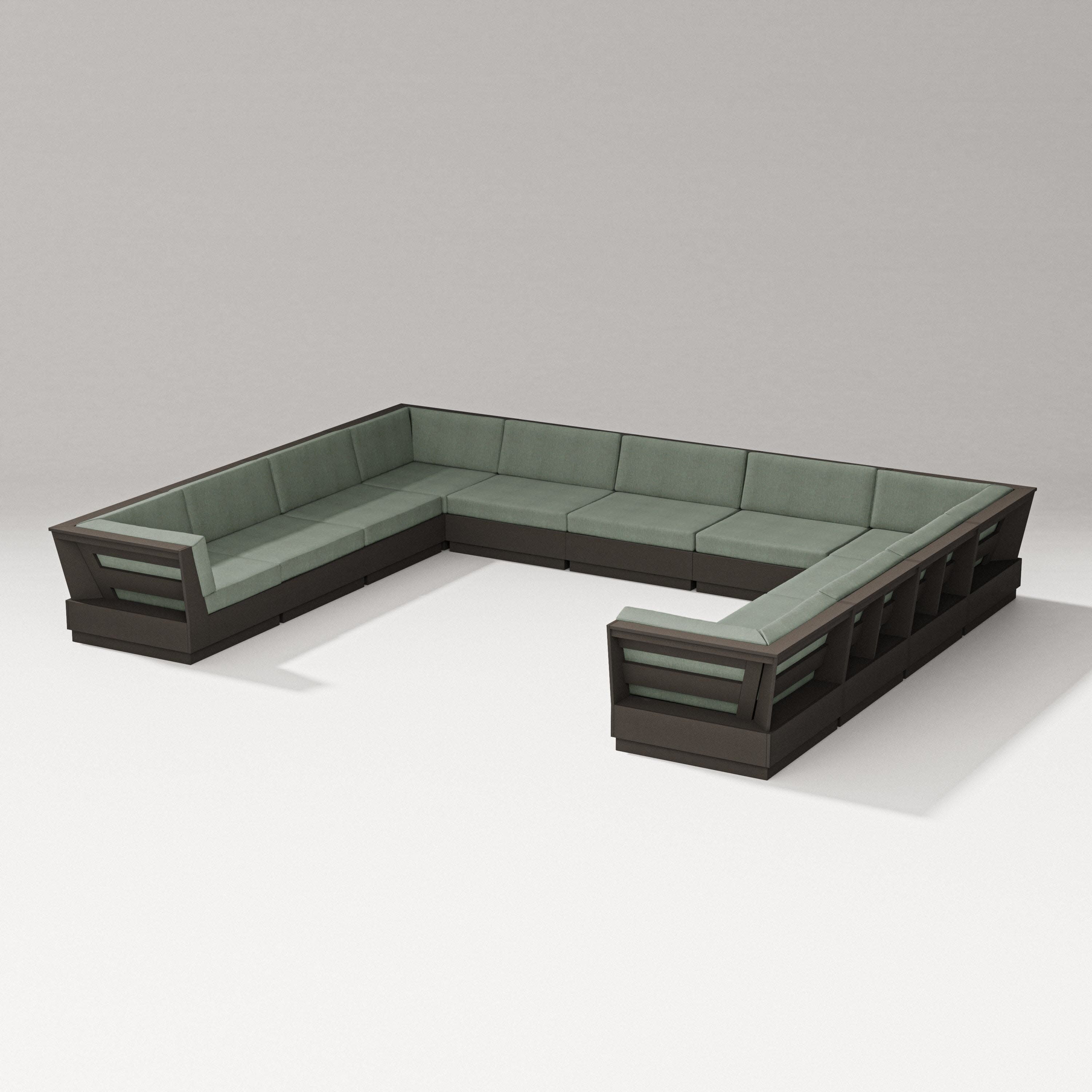 Elevate Large U-Shaped Sectional in Vintage Coffee / Cast Sage