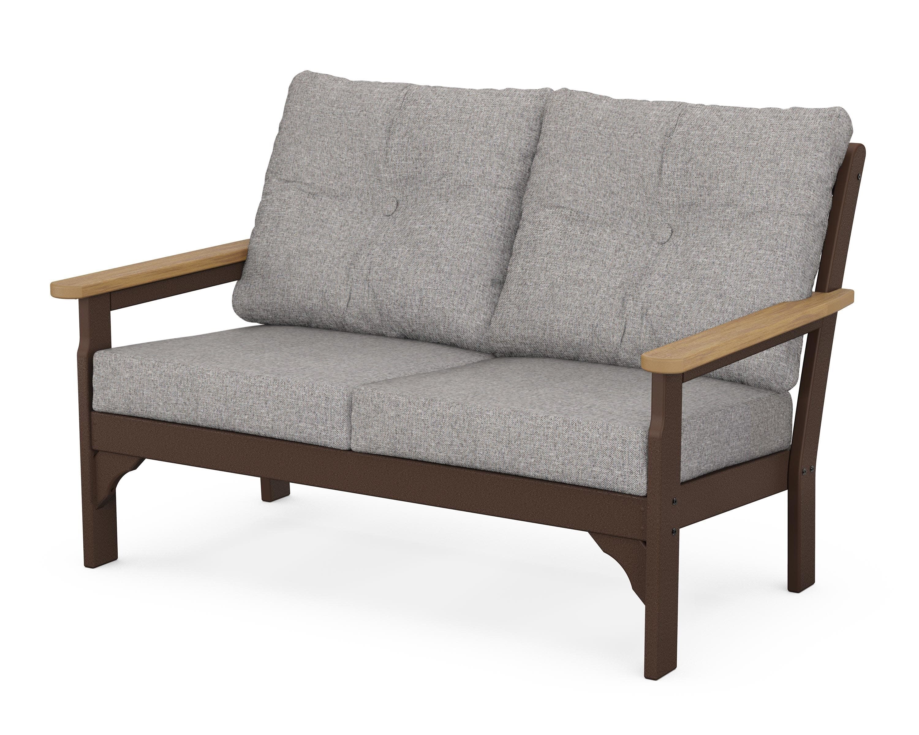 Vineyard Deep Seating Loveseat in Mahogany / Natural / Grey Mist