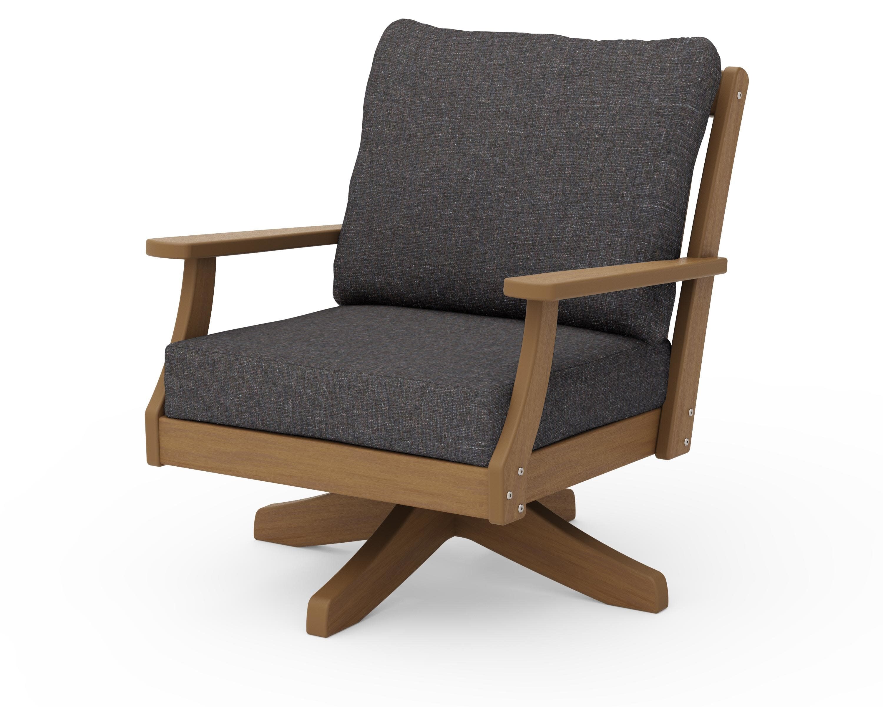 Braxton Deep Seating Swivel Chair in Natural / Ash Charcoal