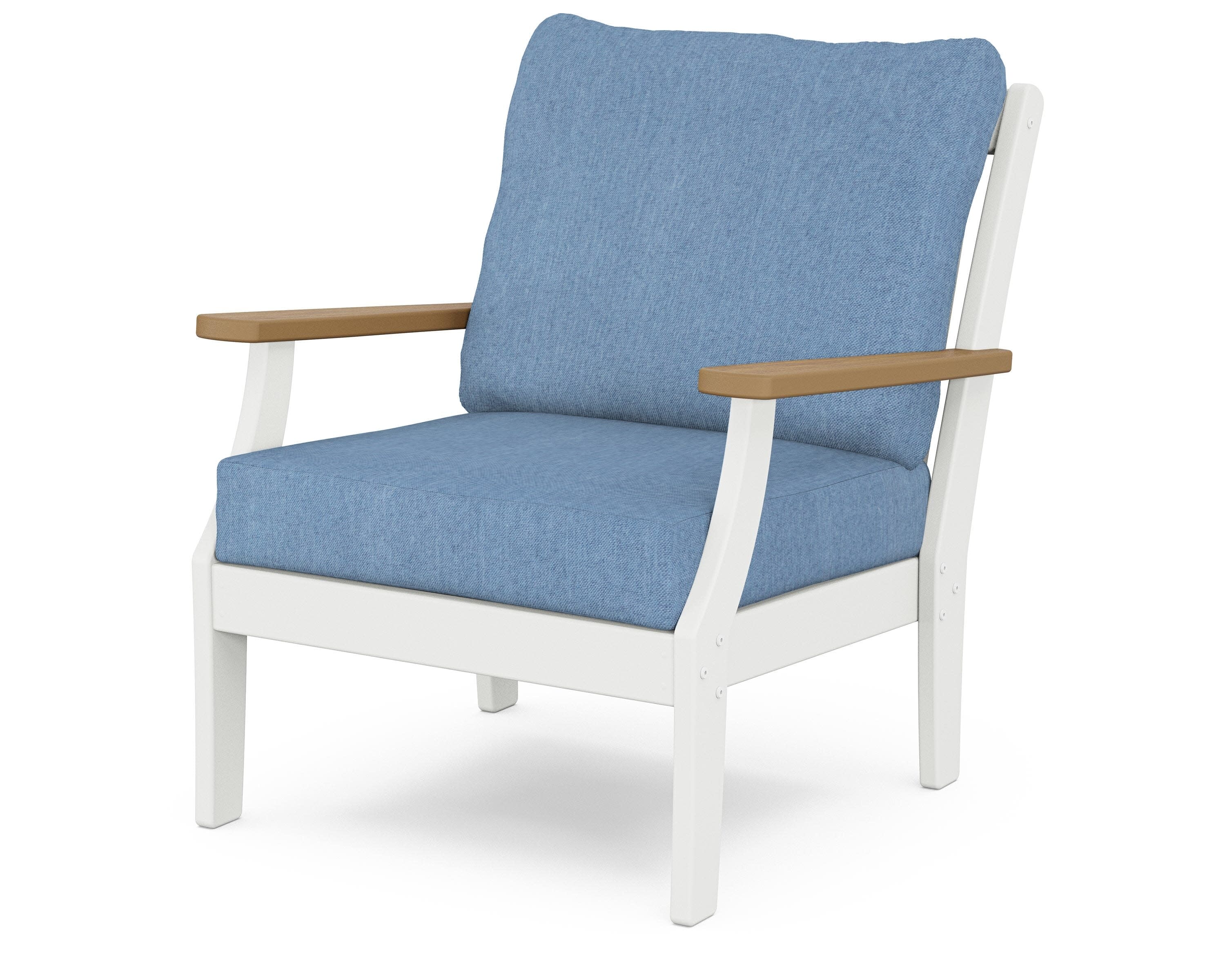 Braxton Deep Seating Chair in White / Natural / Sky Blue