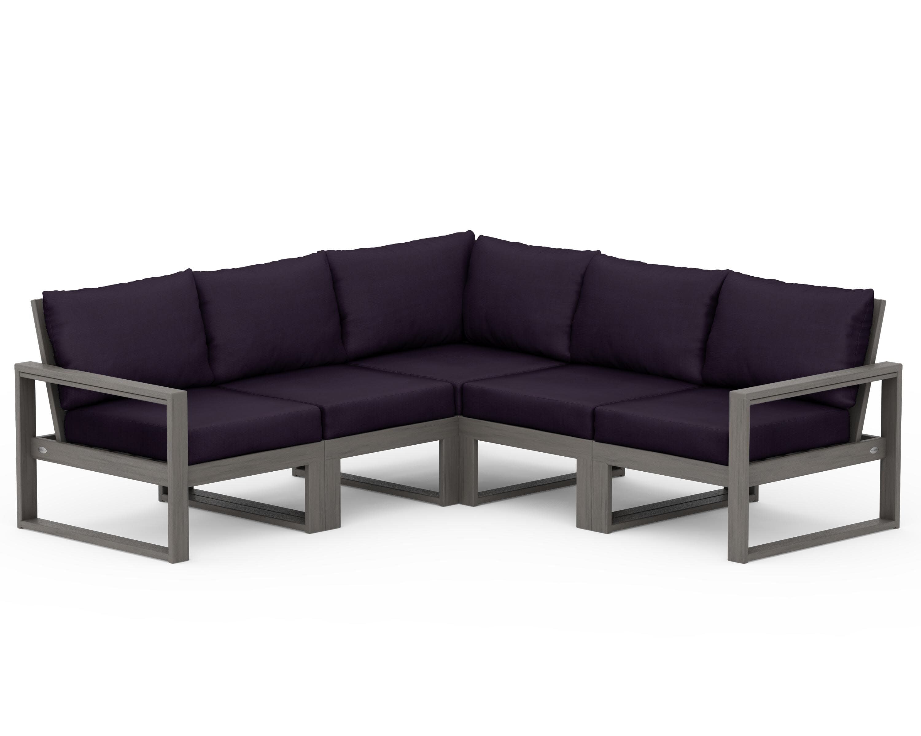 EDGE 5-Piece Modular Deep Seating Set in Driftwood / Navy Linen