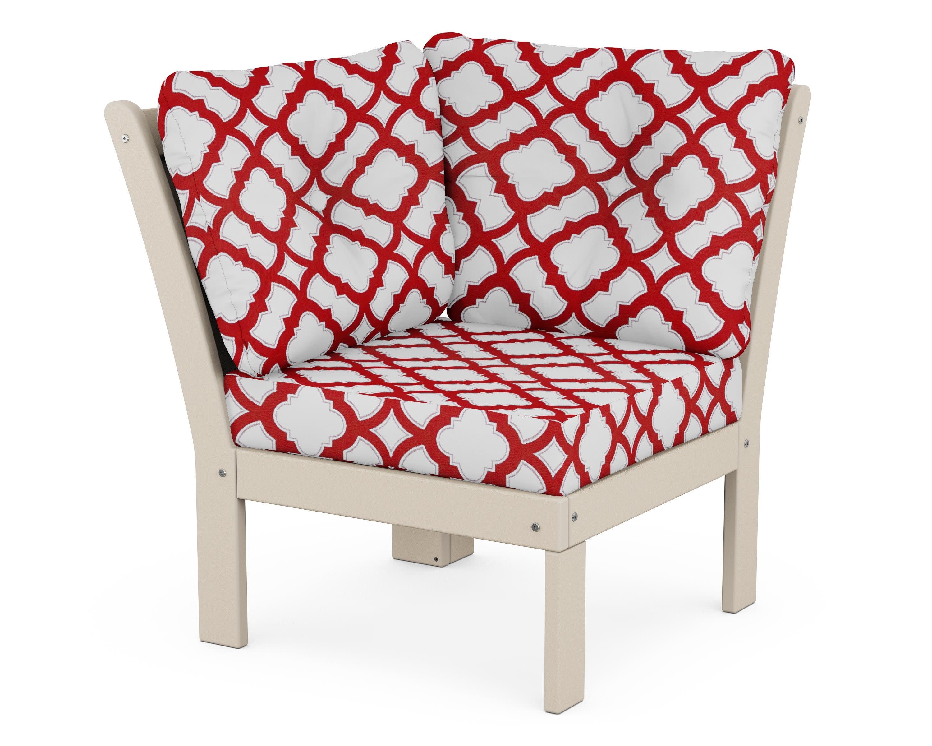 Vineyard Modular Corner Chair in Sand / Trellis Crimson