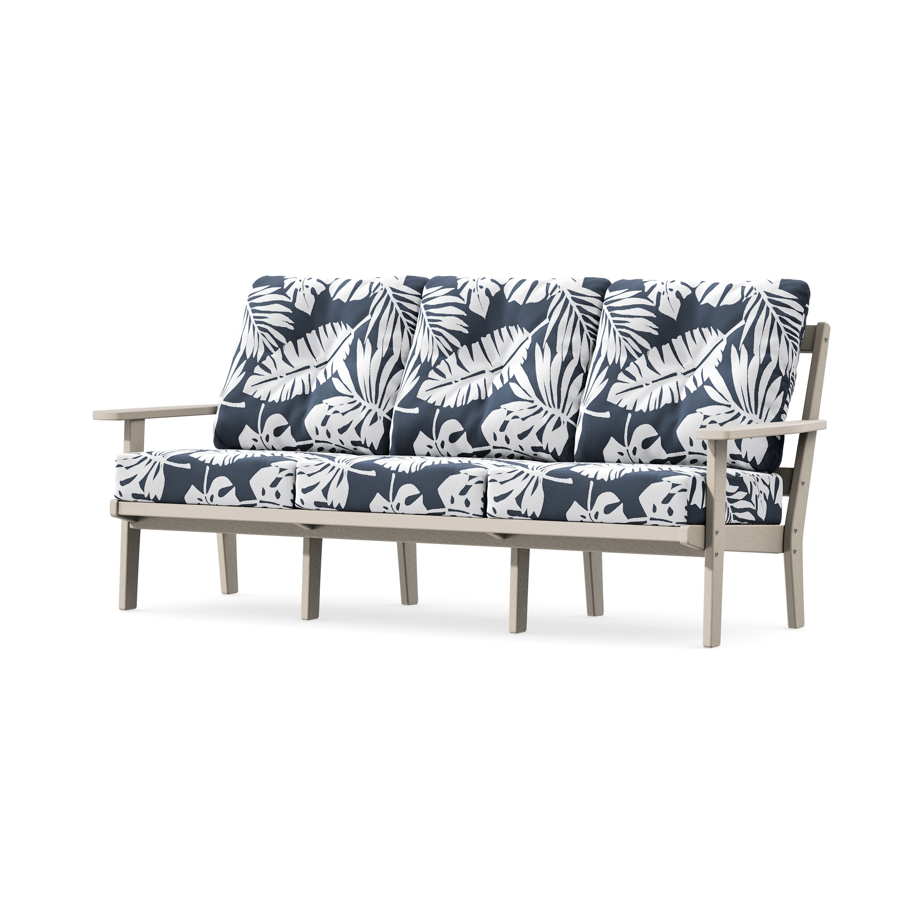 Oxford Deep Seating Sofa in Sand / Leaf Marine Indigo