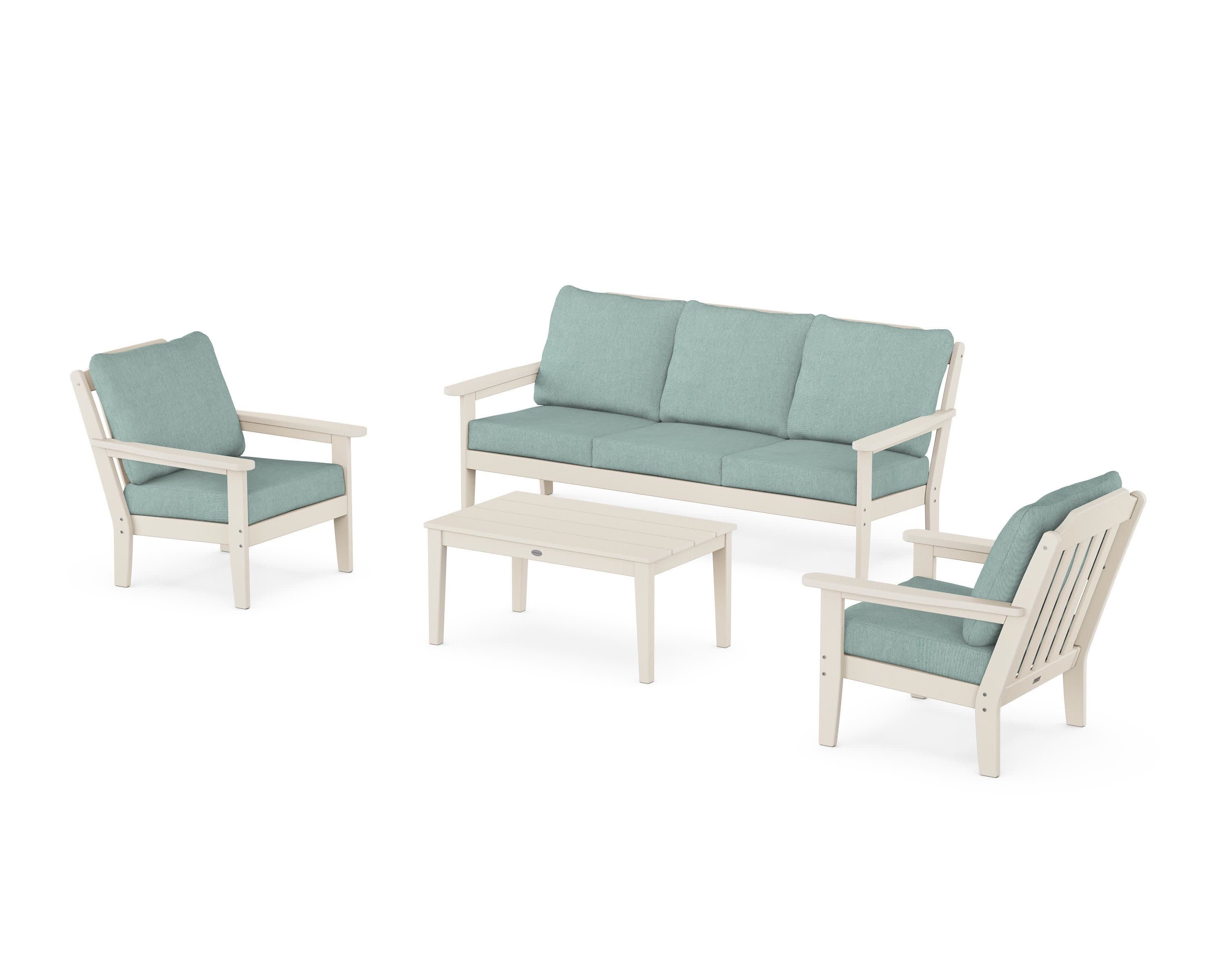 Cottage 4-Piece Deep Seating Set with Sofa in Sand / Glacier Spa