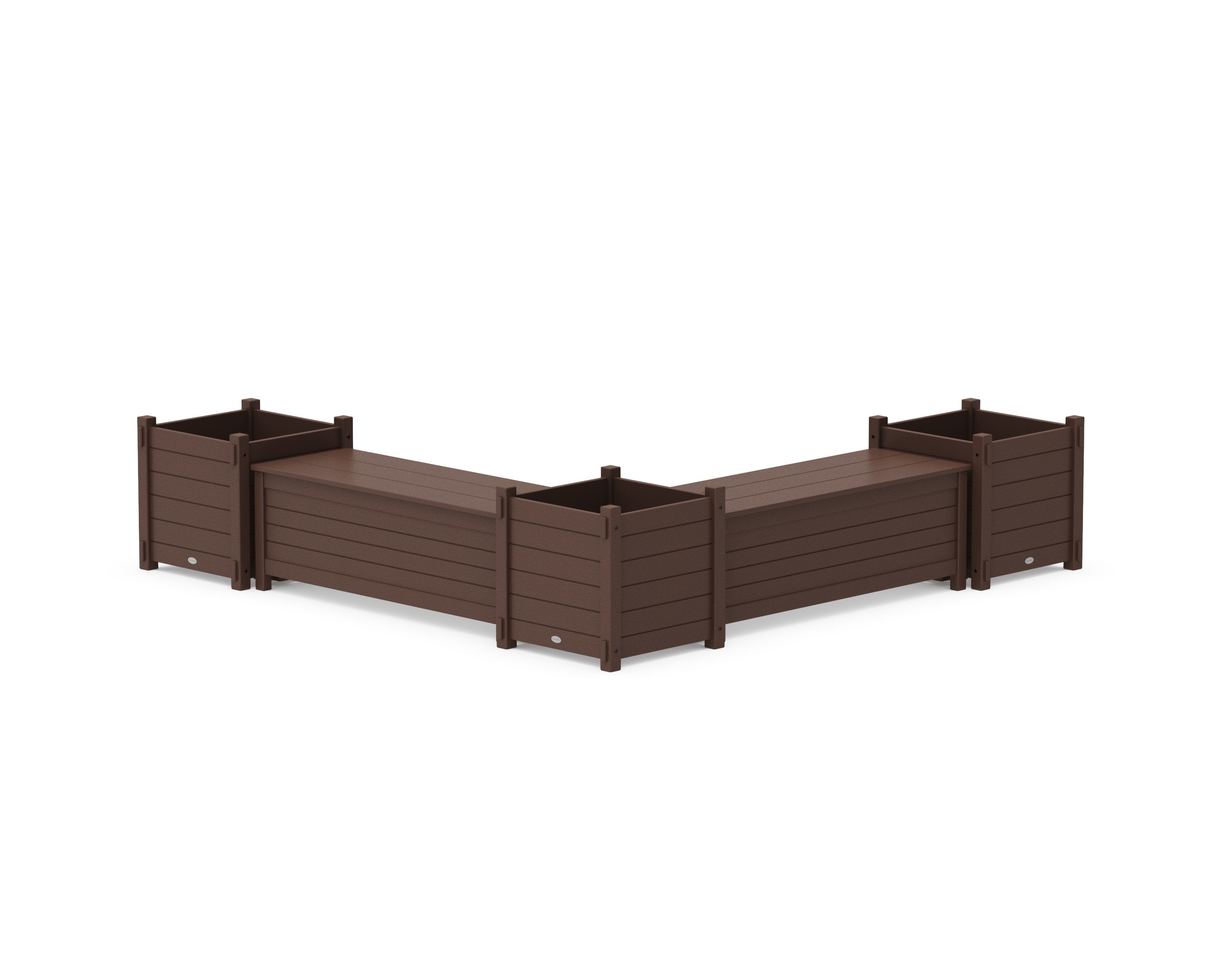 48" Nautical L- Shaped Planter Storage Bench Corner Set- Large in Mahogany