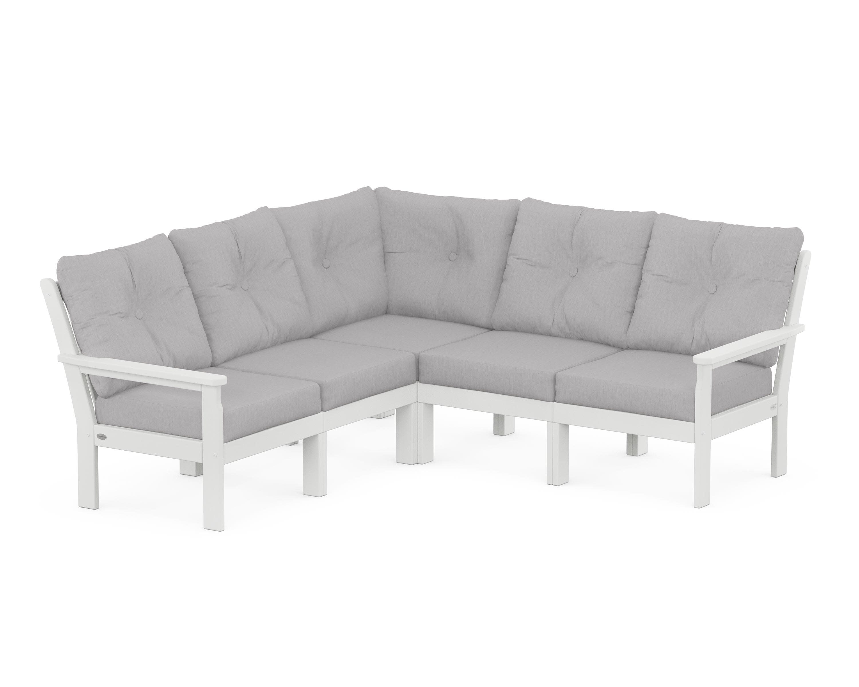 Vineyard 5-Piece Sectional in White / Granite