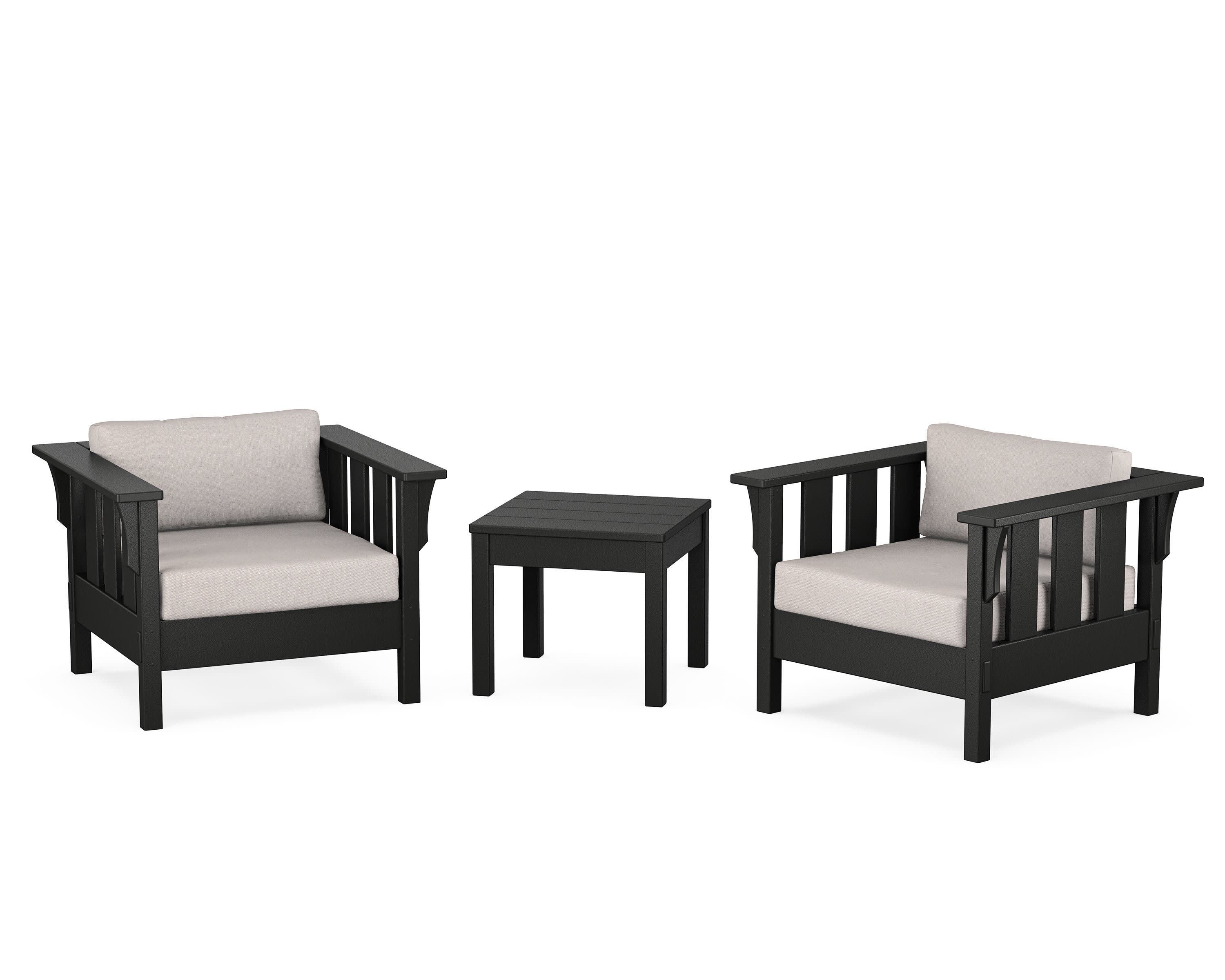 Acadia 3-Piece Deep Seating Set in Black / Dune Burlap