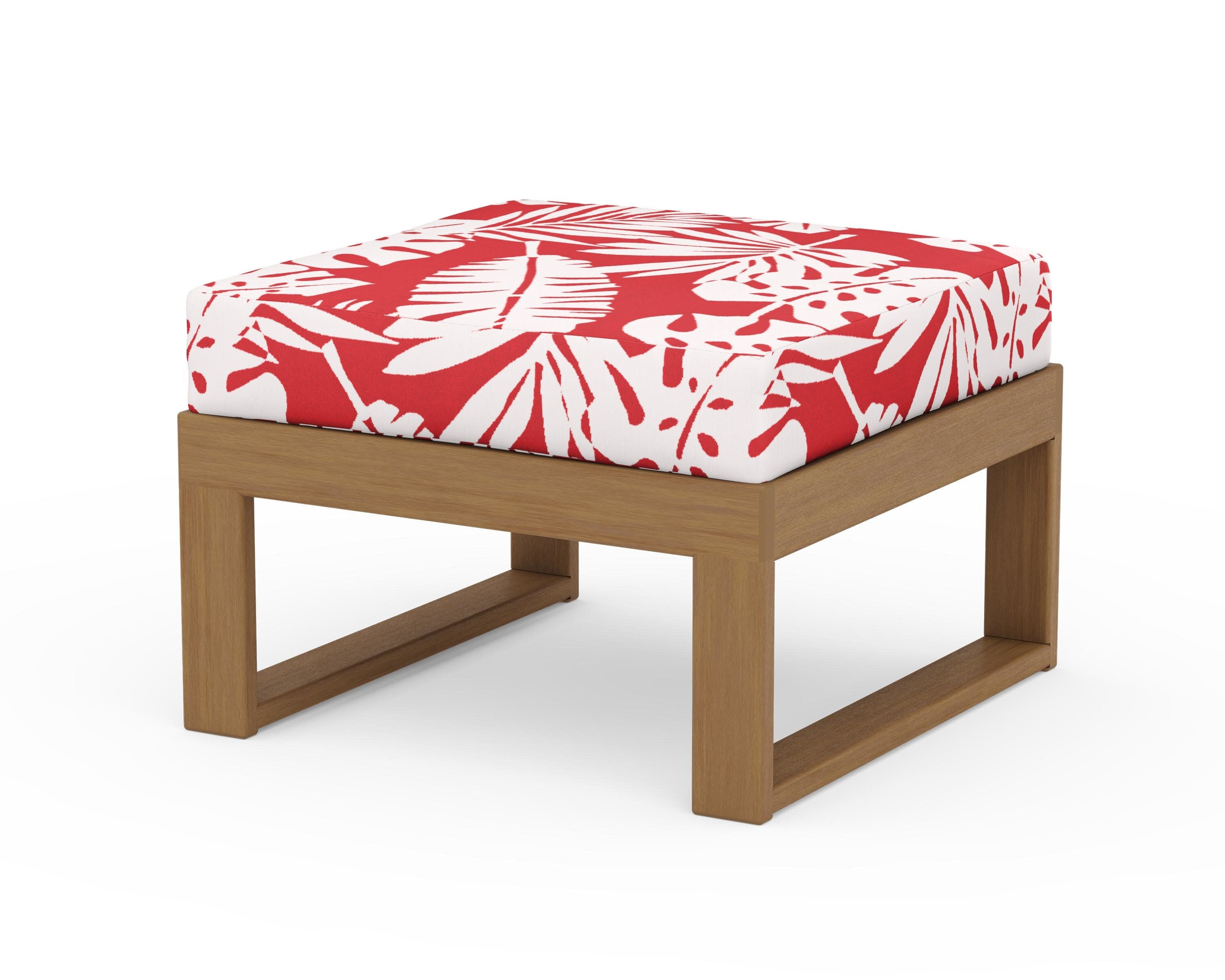 Modular Ottoman - Modern in Natural / Leaf Crimson