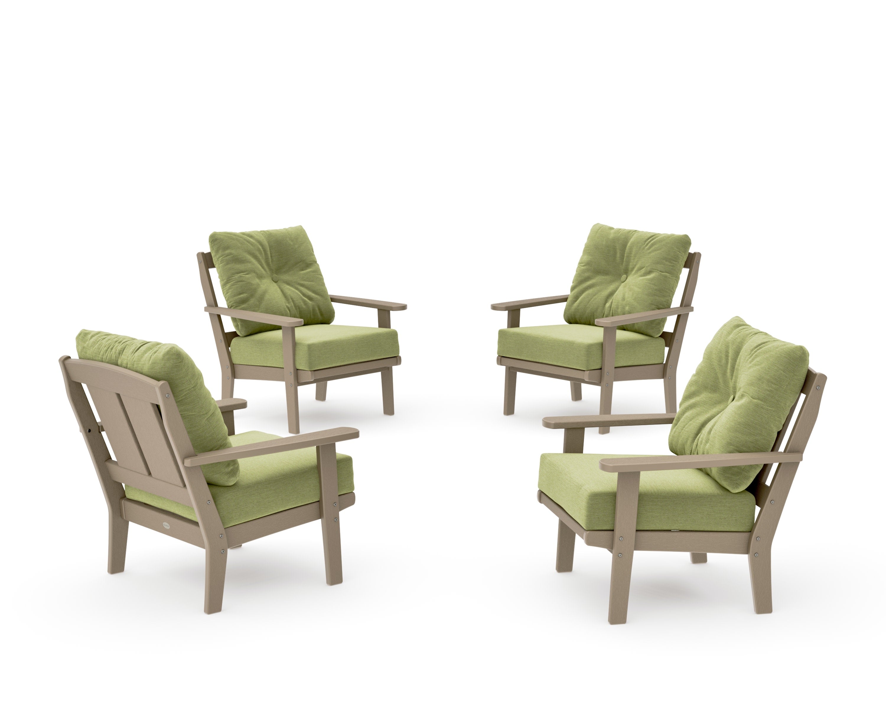 Mission 5-Piece Deep Seating Set with Fire Pit Table in Vintage Sahara / Chartreuse Boucle