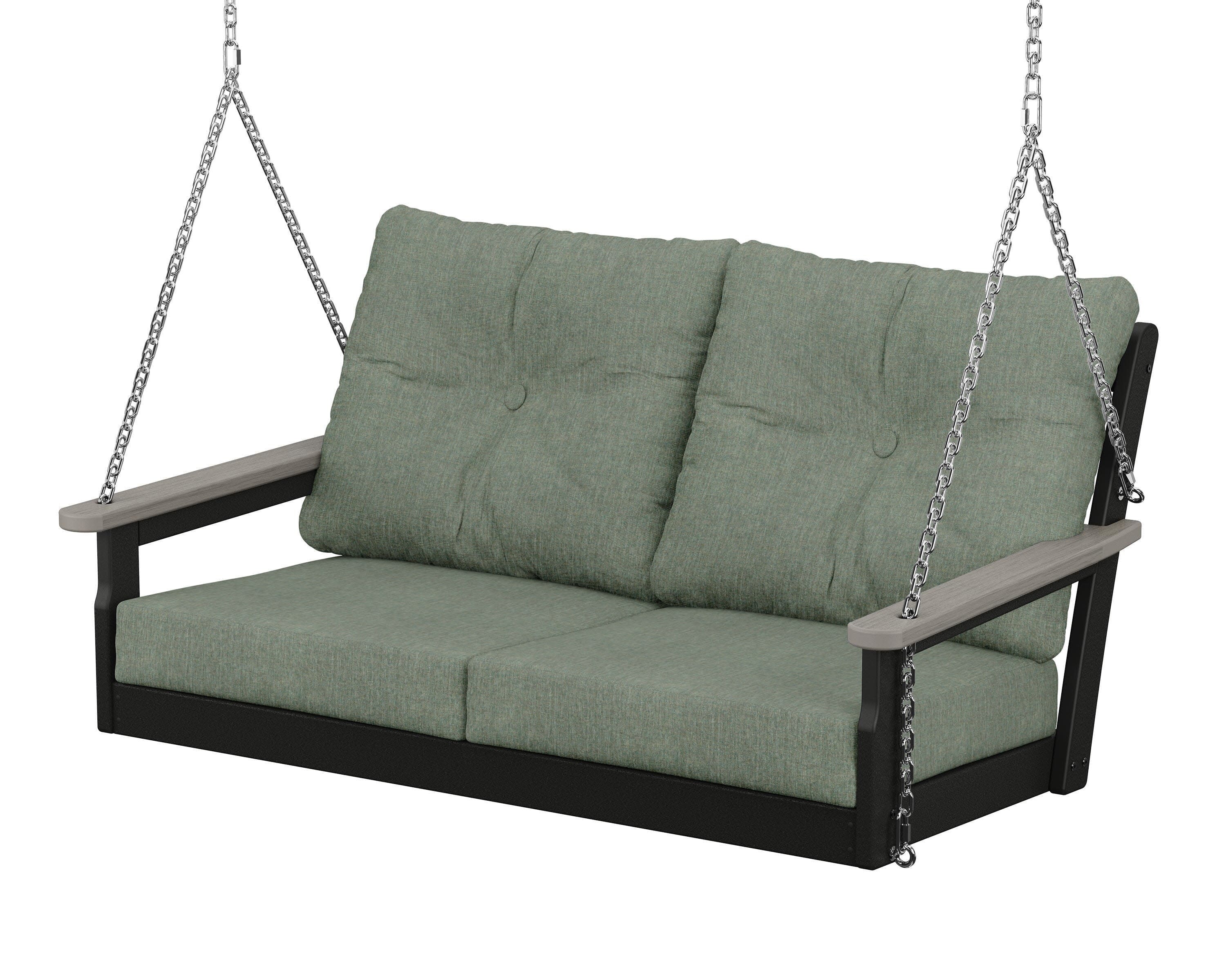 Vineyard Deep Seating Swing in Black / Driftwood / Cast Sage