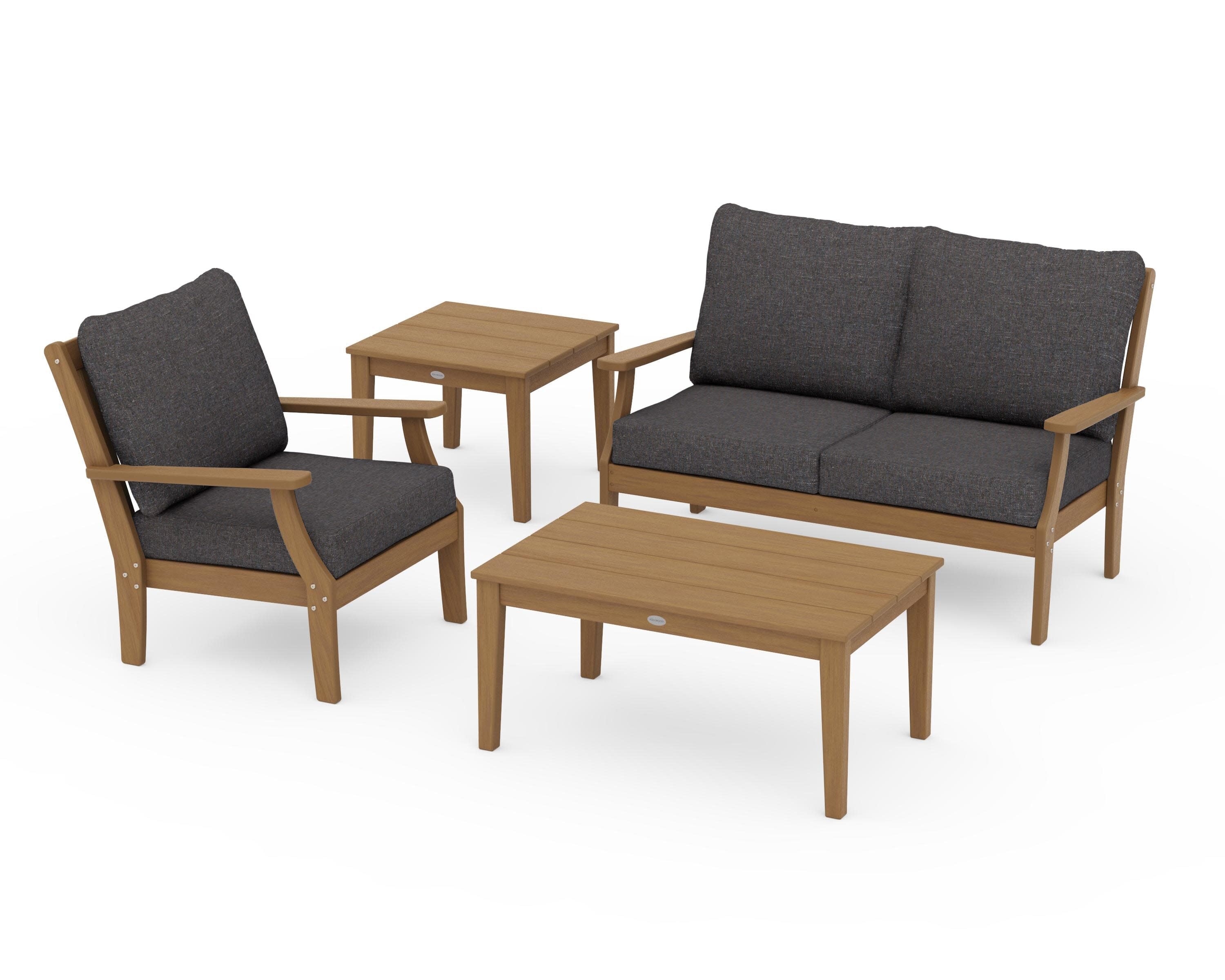 Braxton 4-Piece Deep Seating Set in Natural / Ash Charcoal