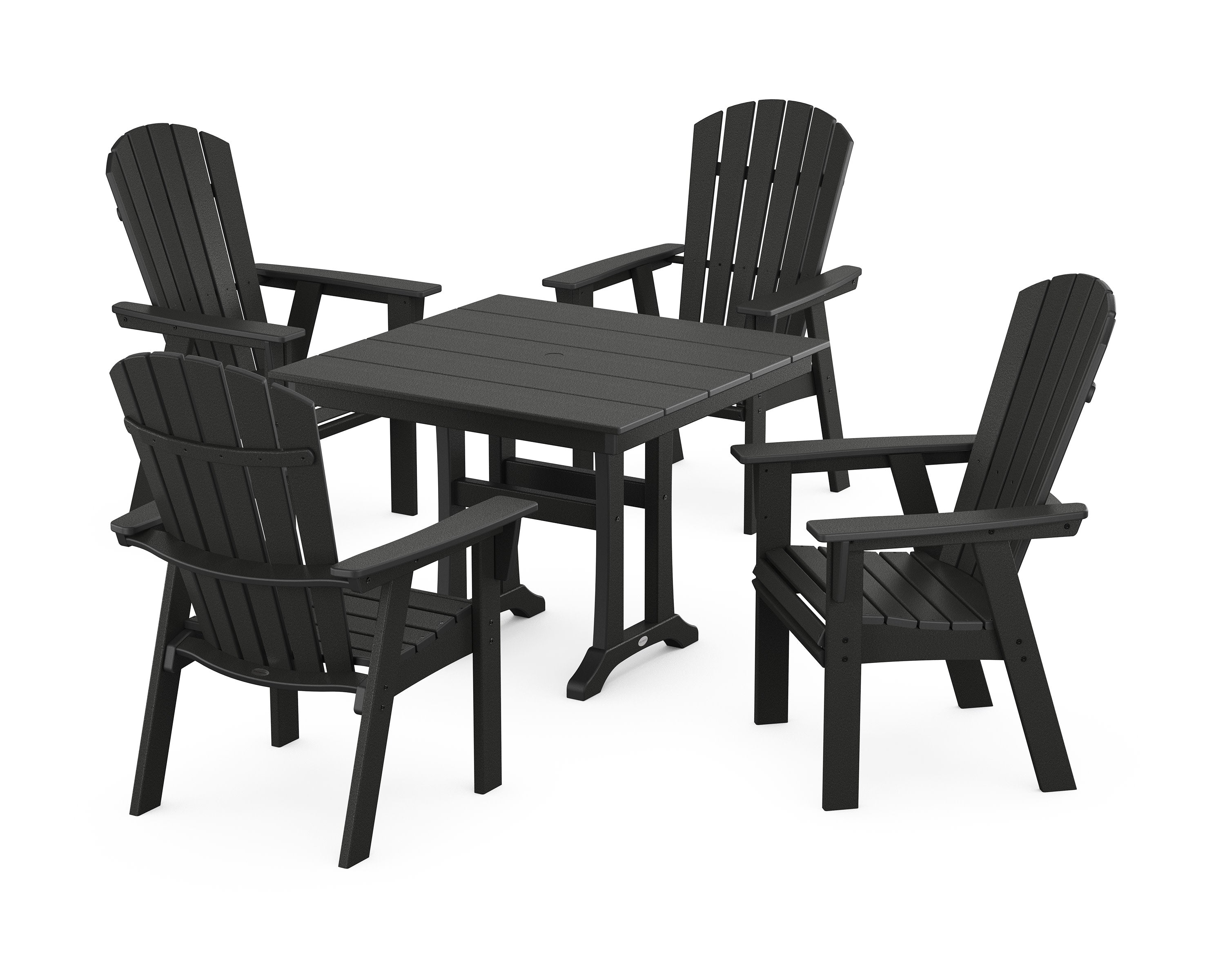 Nautical Adirondack 5-Piece Farmhouse Dining Set With Trestle Legs in Black