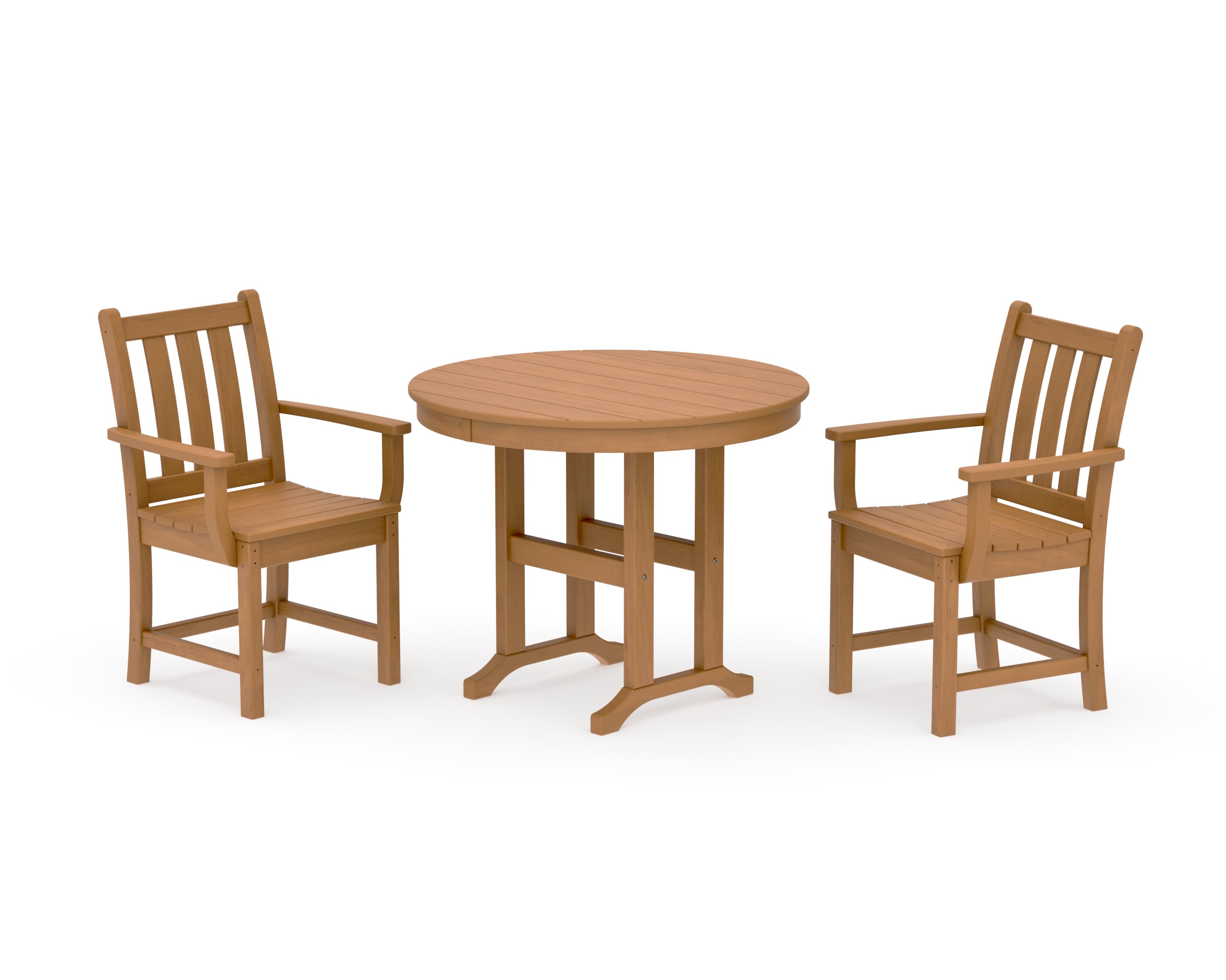 Traditional Garden 3-Piece Round Dining Set in Natural