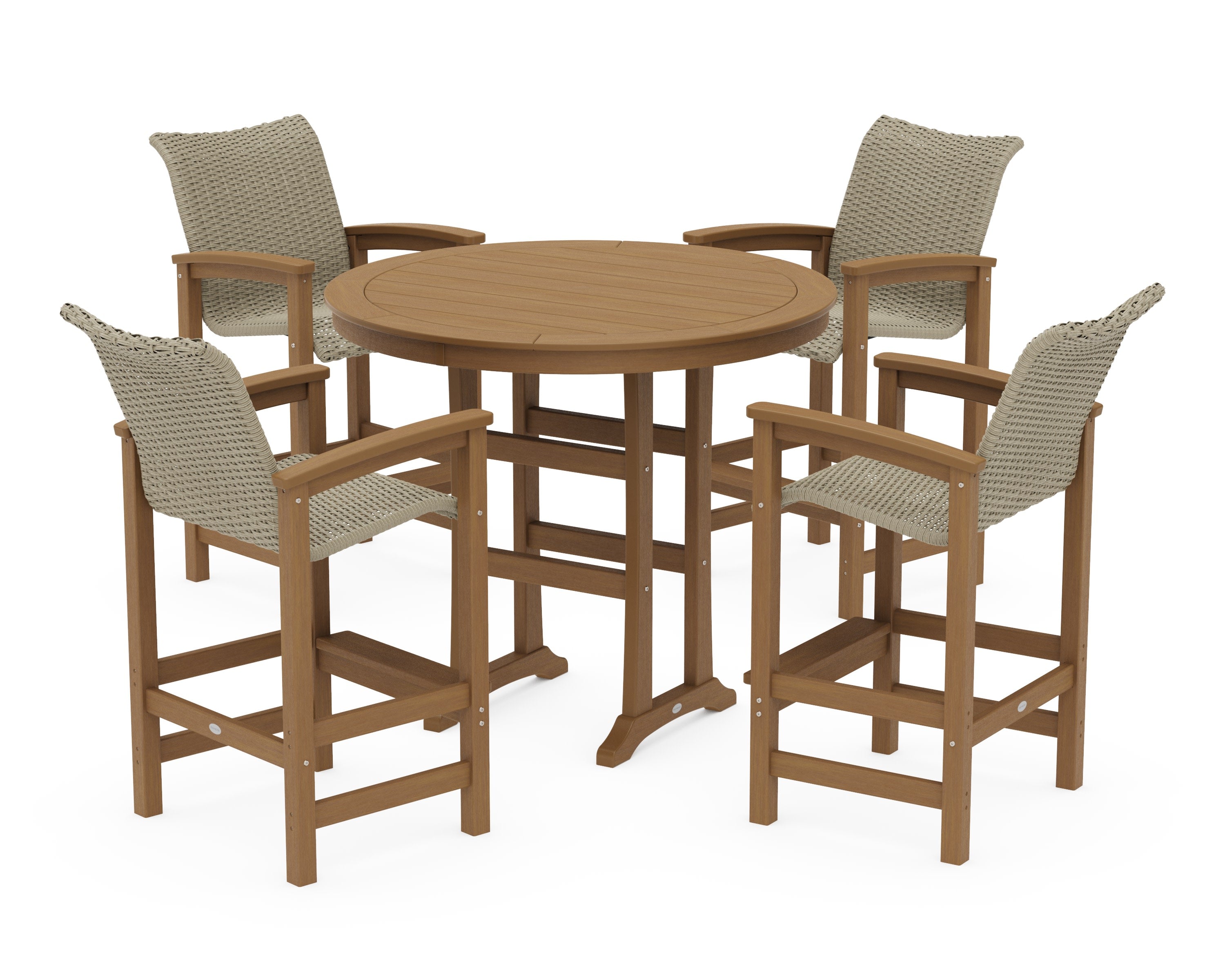 Coastal Woven 5-Piece Round Bar Set in Natural / Dune Grass