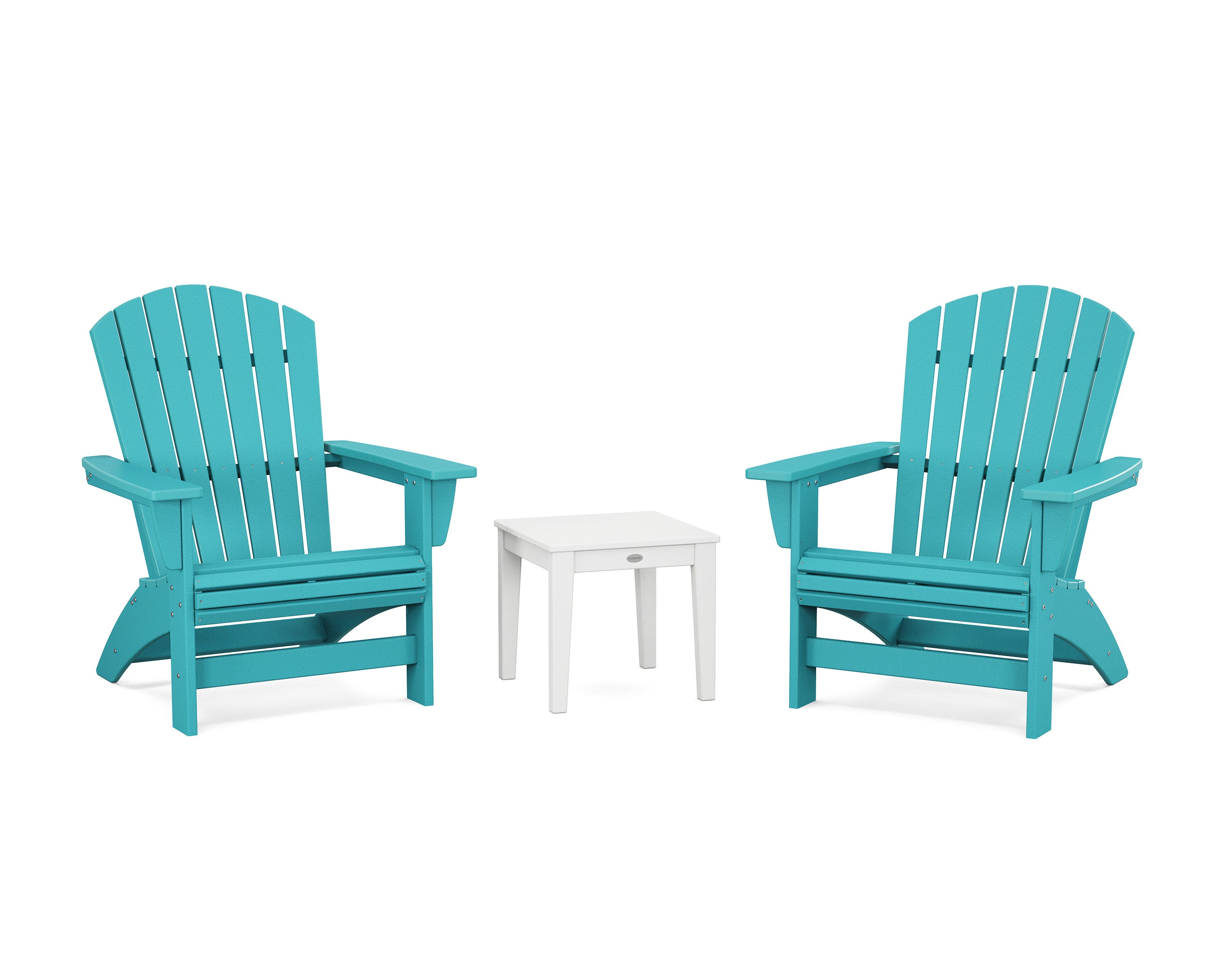 3-Piece Nautical Grand Adirondack Set in Aruba / White